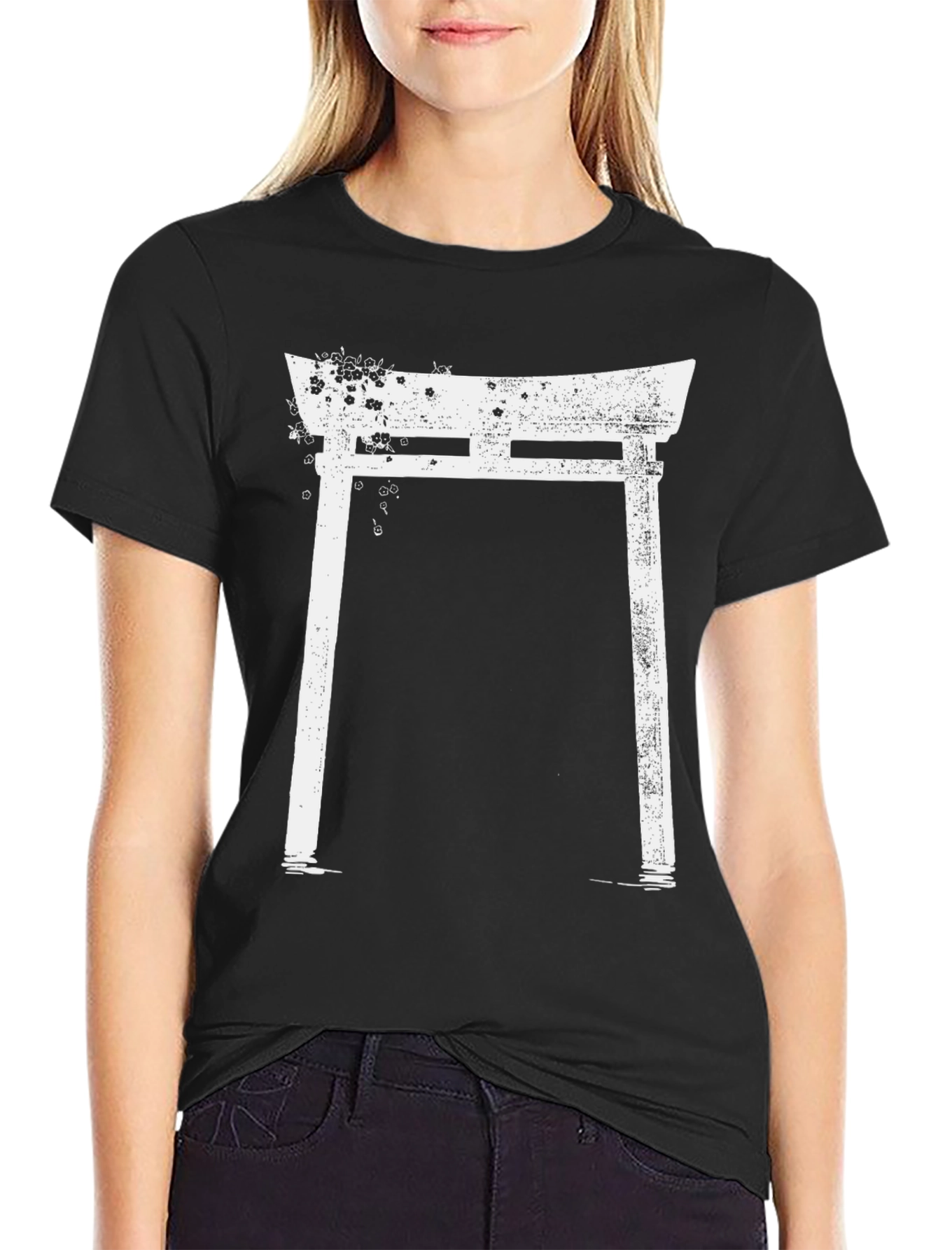 Japanese Torii Gate Graphic T-Shirt - Grunge Style
