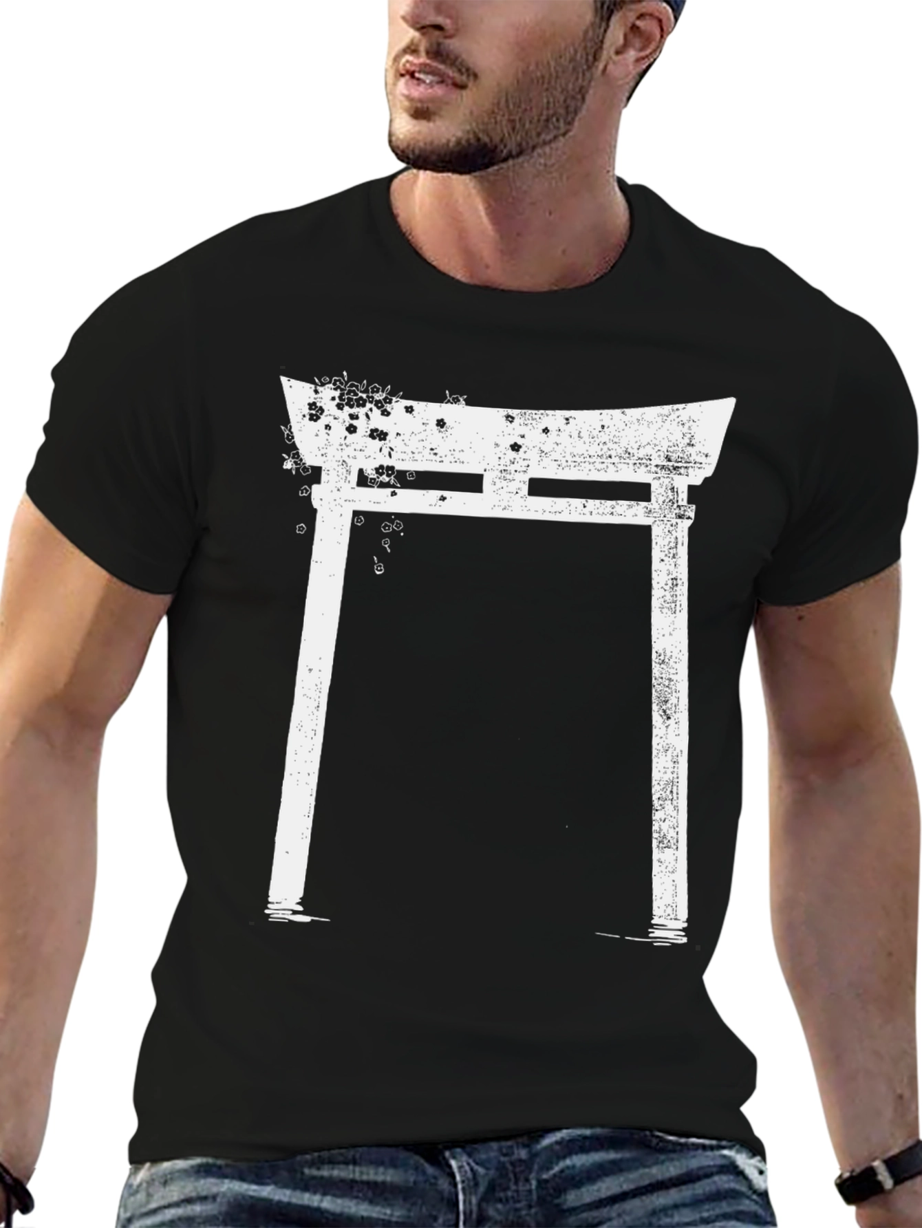 Japanese Torii Gate Graphic T-Shirt - Grunge Style
