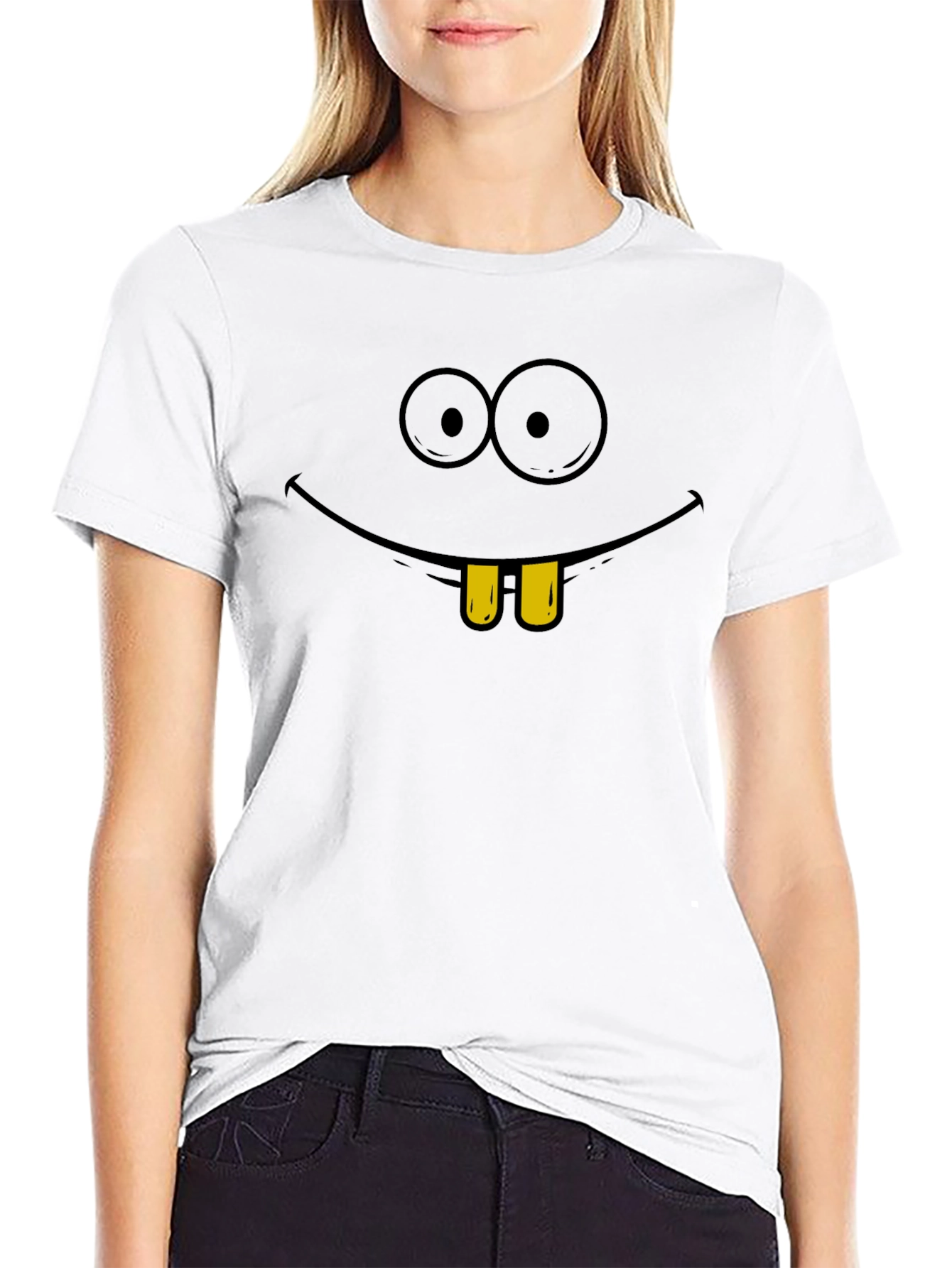 Funny Cartoon Face Graphic T-Shirt