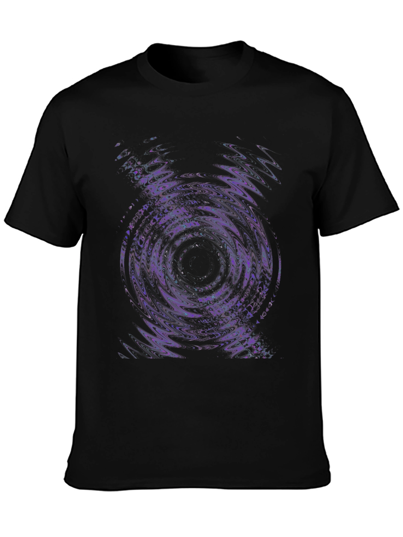 Abstract Vortex Graphic Tee - Black Cotton Blend