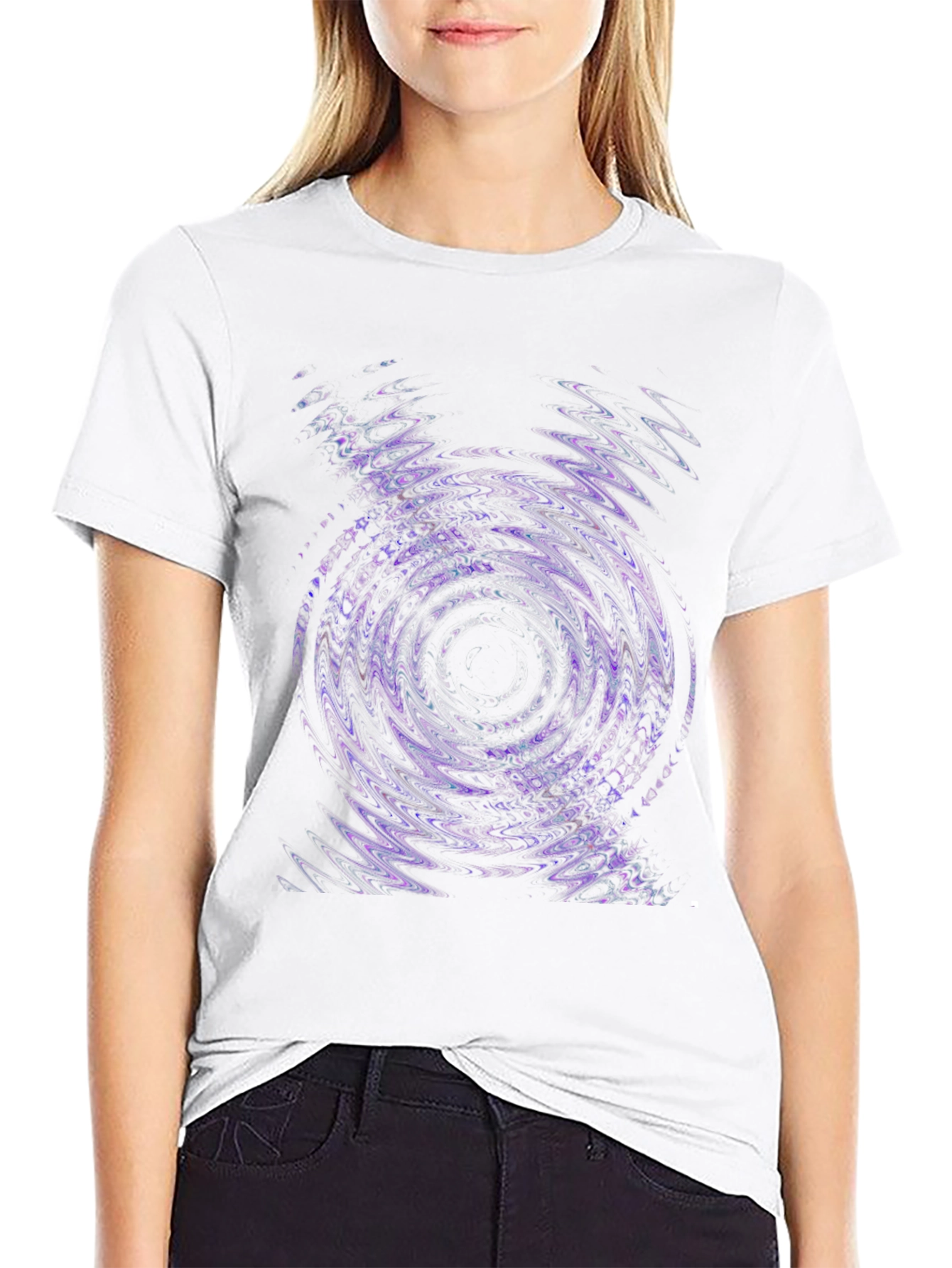 Abstract Vortex Graphic Tee - Black Cotton Blend