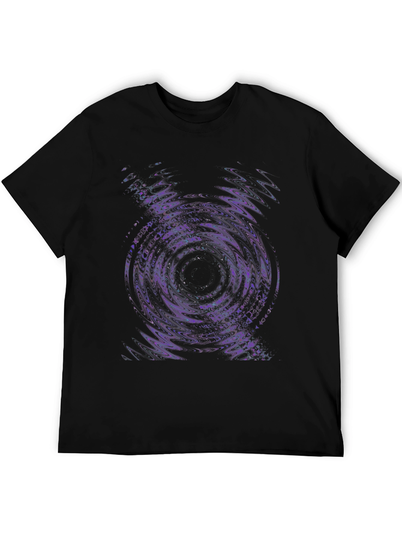 Abstract Vortex Graphic Tee - Black Cotton Blend