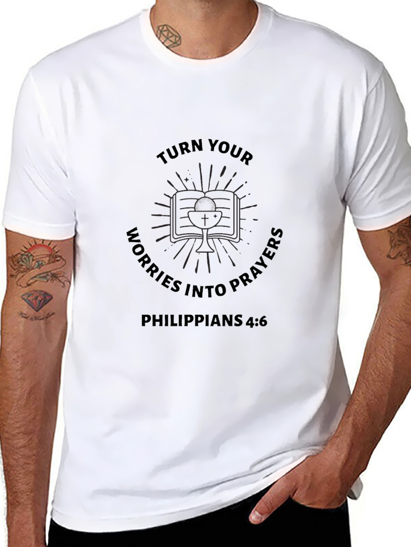 Turn Worries Into Prayers Black Graphic Tee