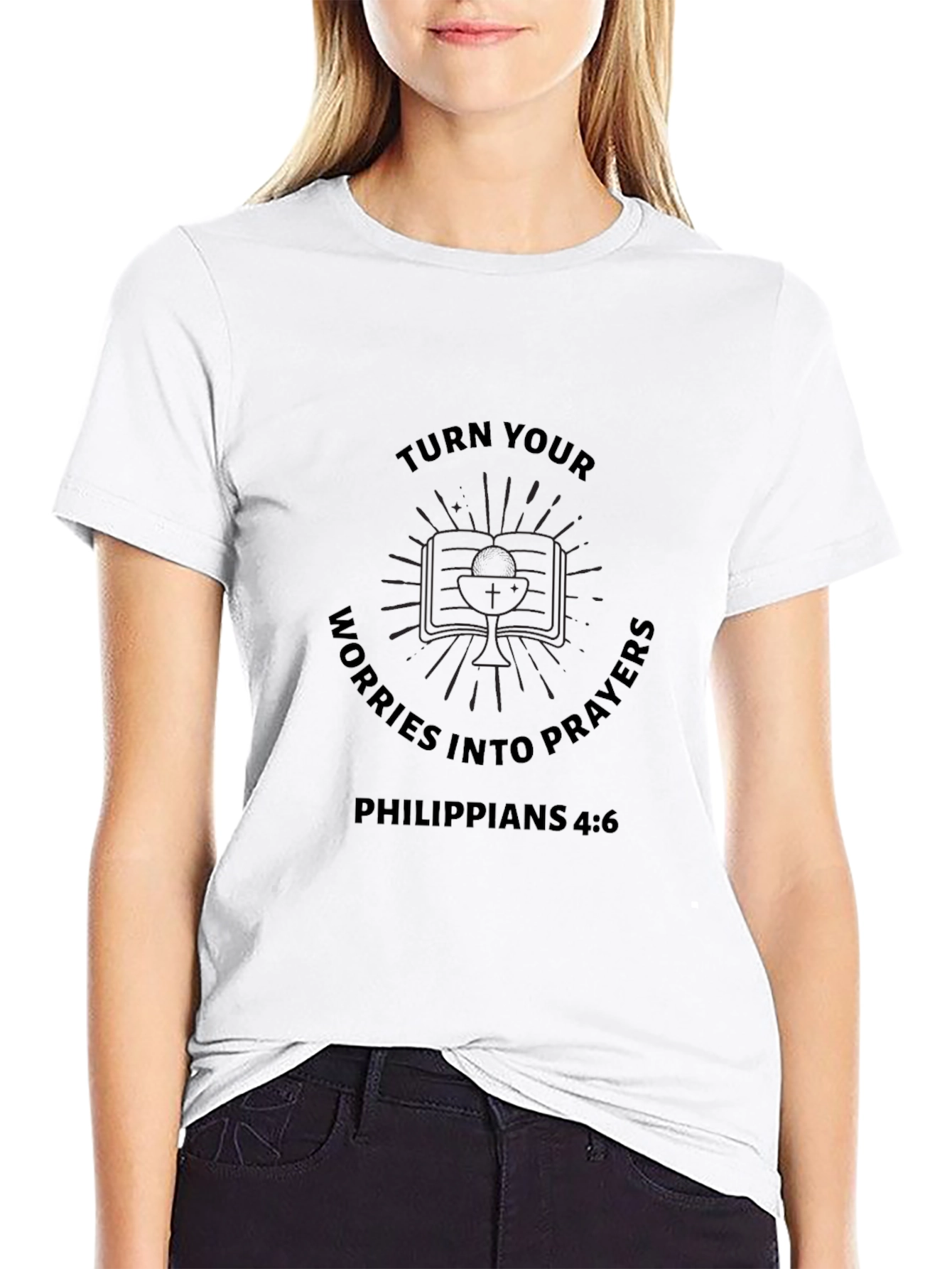 Turn Worries Into Prayers Black Graphic Tee