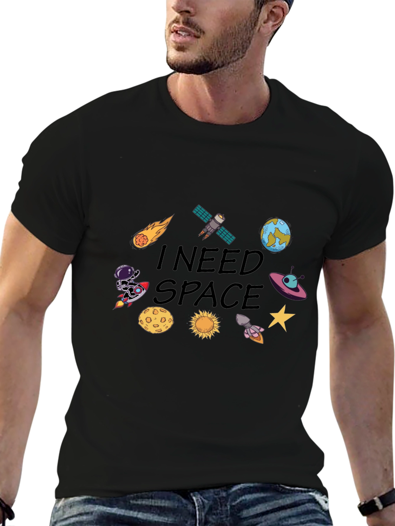 I Need Space Graphic T-Shirt - Mens Black Tee