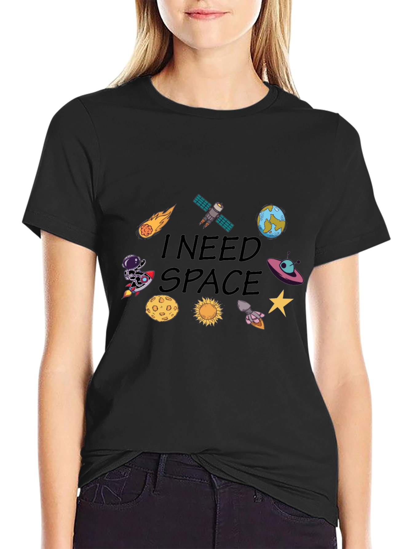 I Need Space Graphic T-Shirt - Mens Black Tee