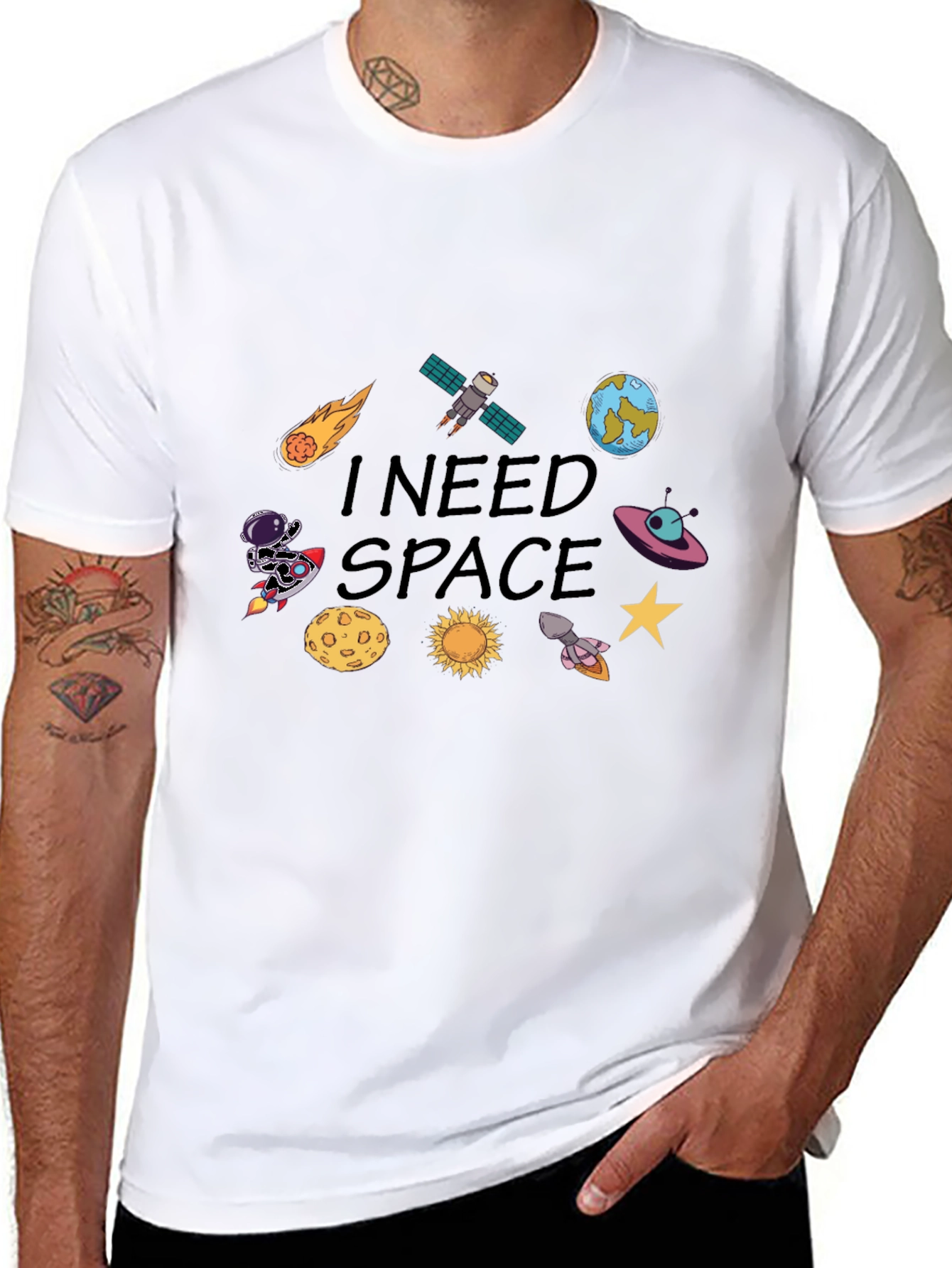 I Need Space Graphic T-Shirt - Mens Black Tee