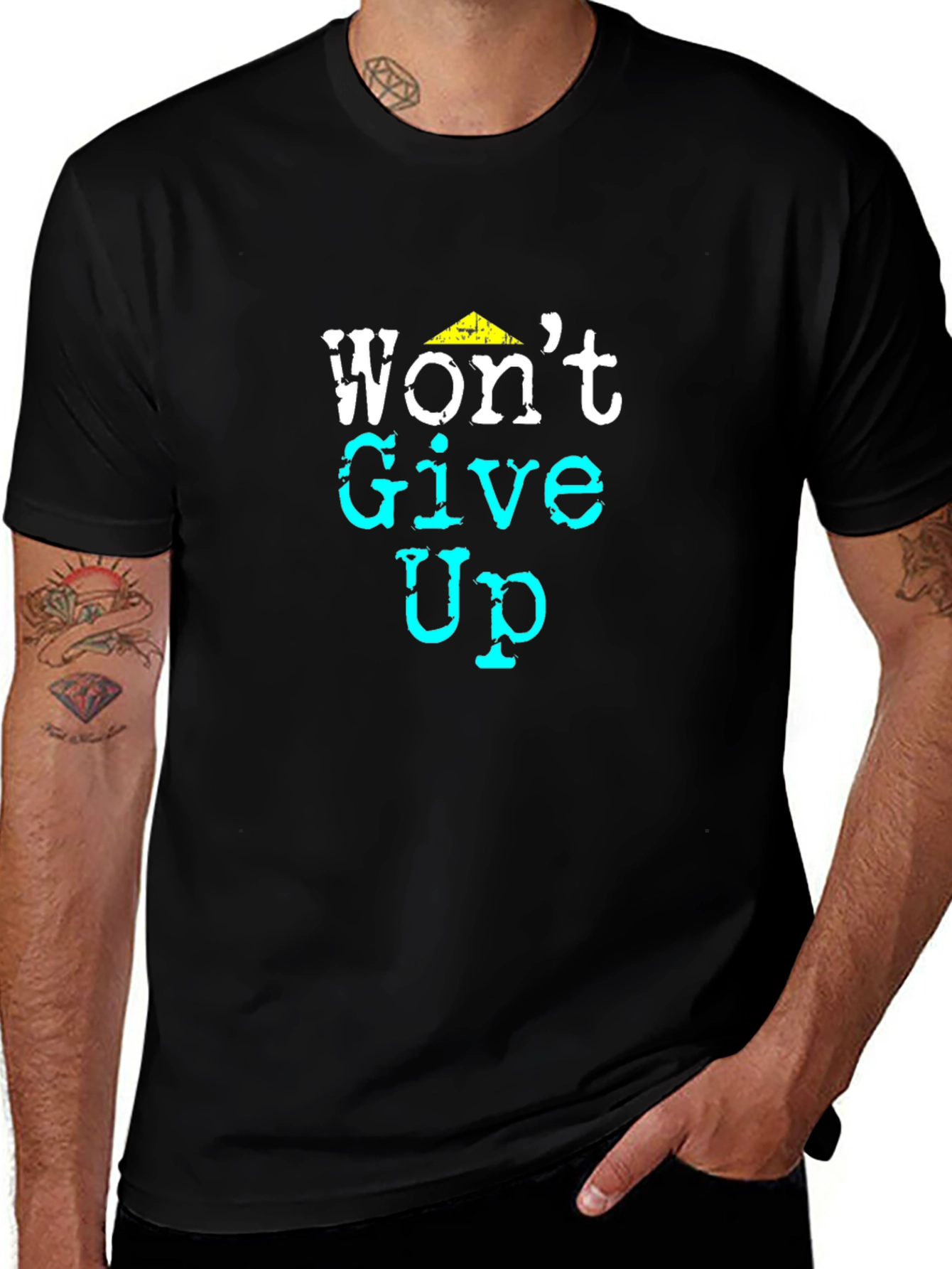Wont Give Up Black Graphic Tee