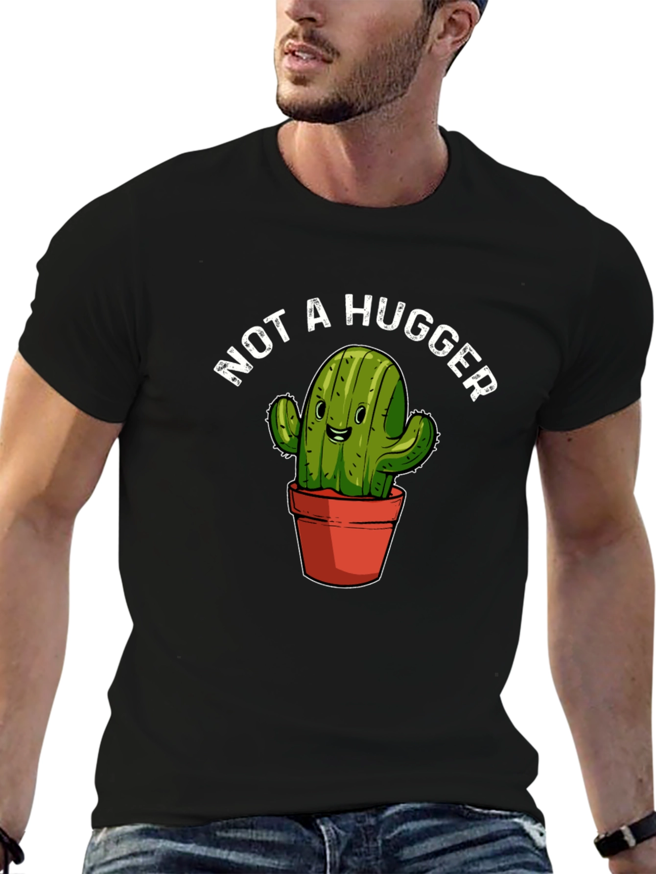 Not A Hugger Cactus Graphic T-Shirt