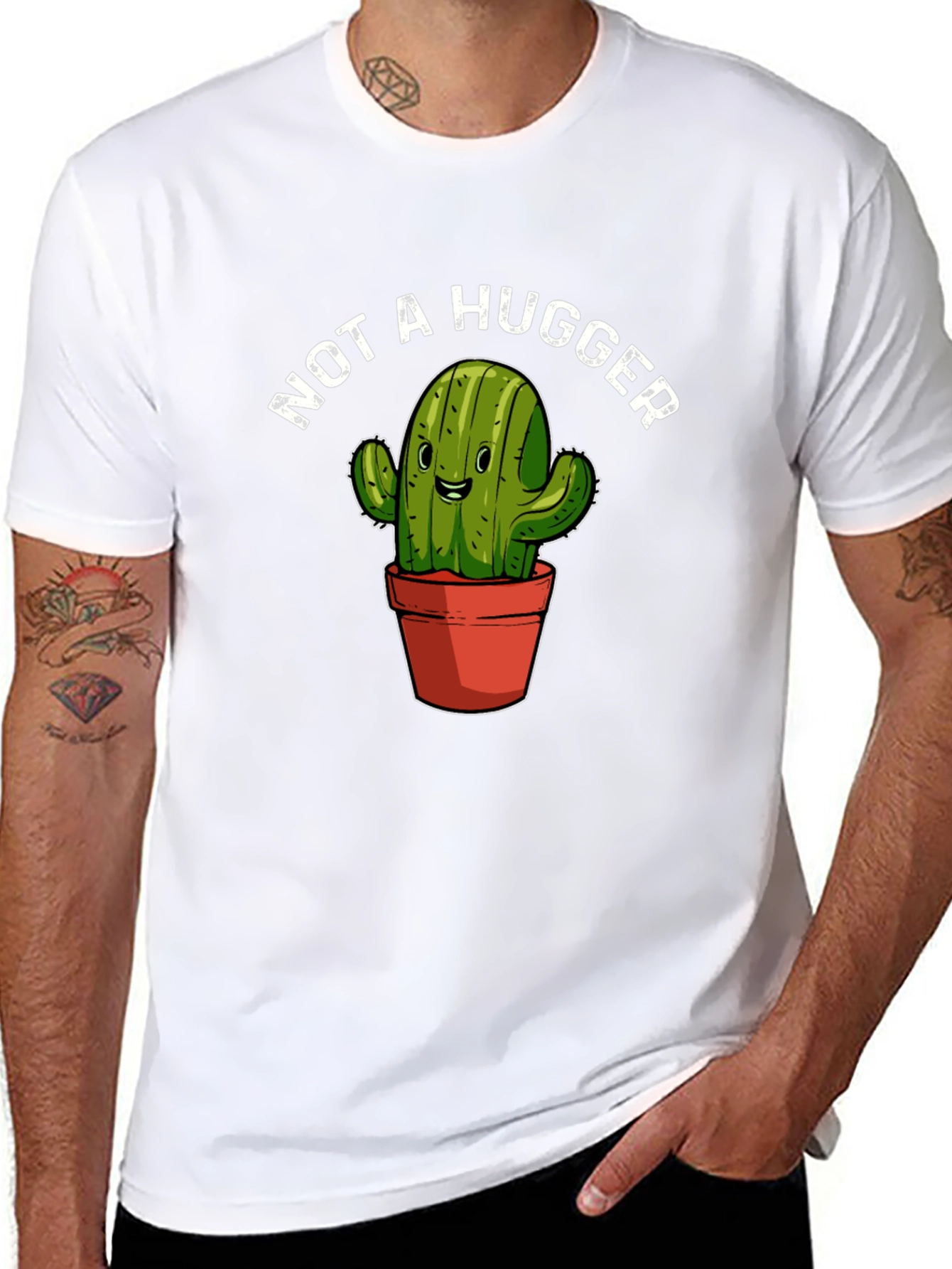 Not A Hugger Cactus Graphic T-Shirt