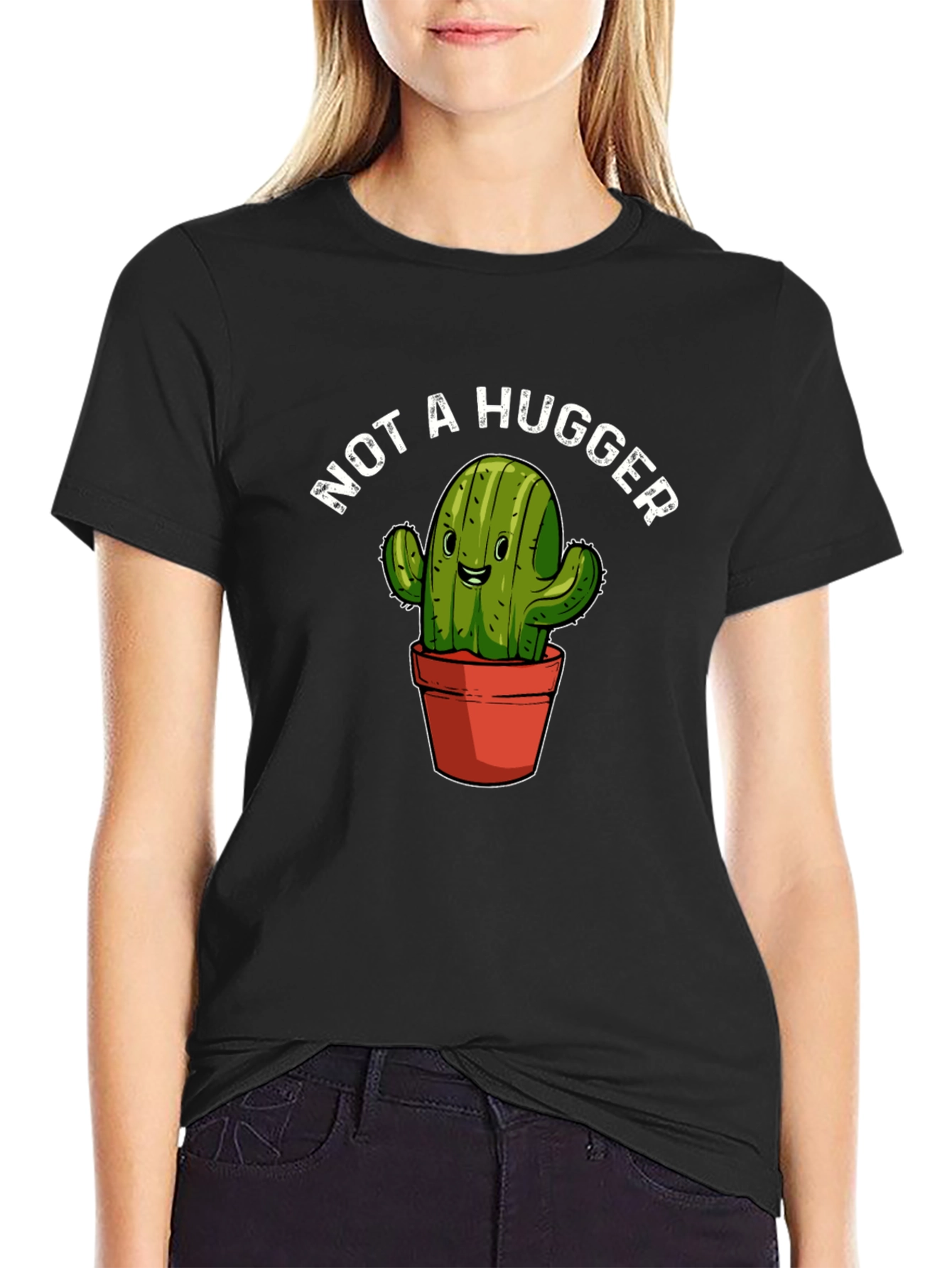 Not A Hugger Cactus Graphic T-Shirt