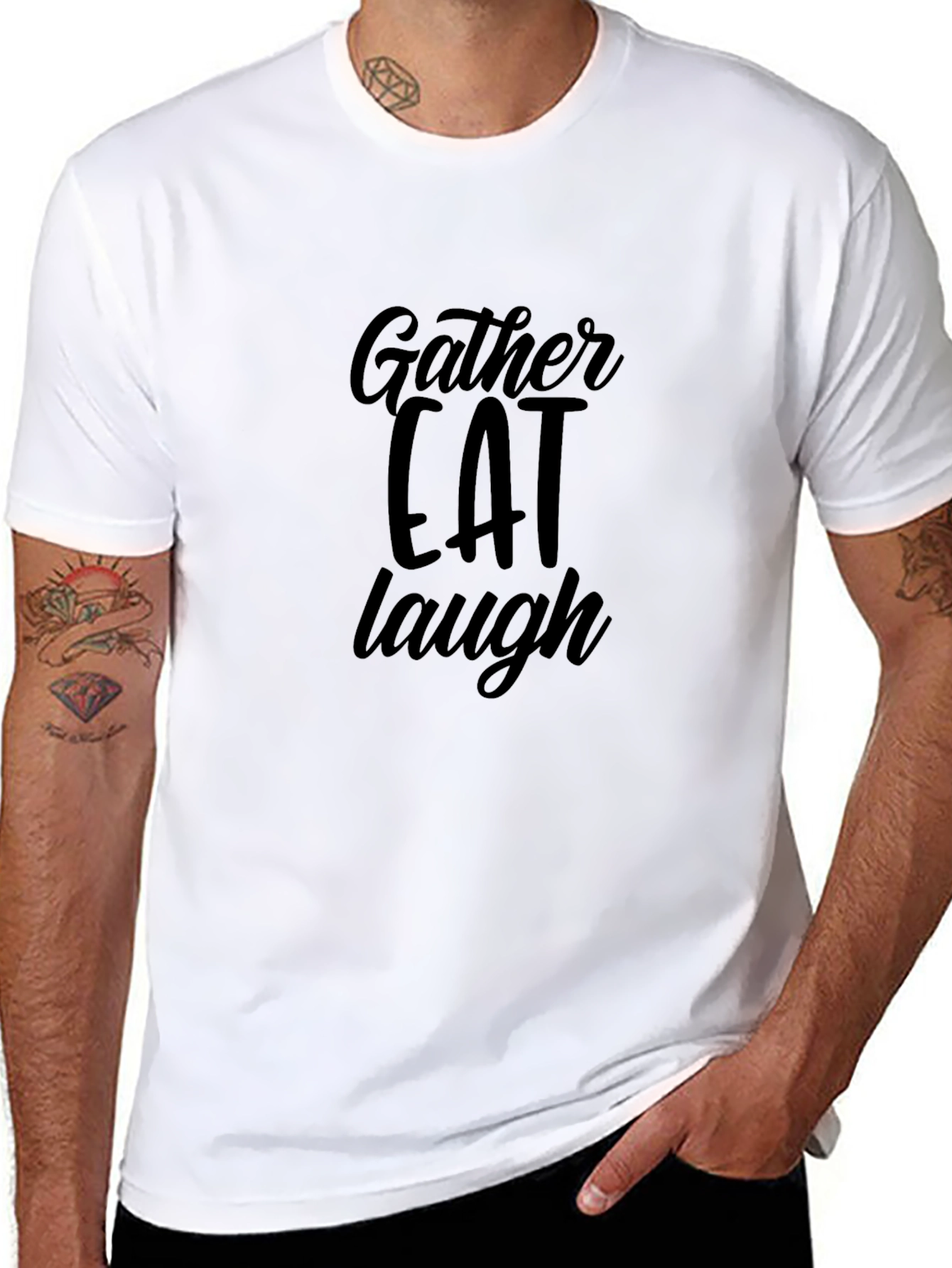 Gather Eat Laugh Graphic T-Shirt - Casual Comfort