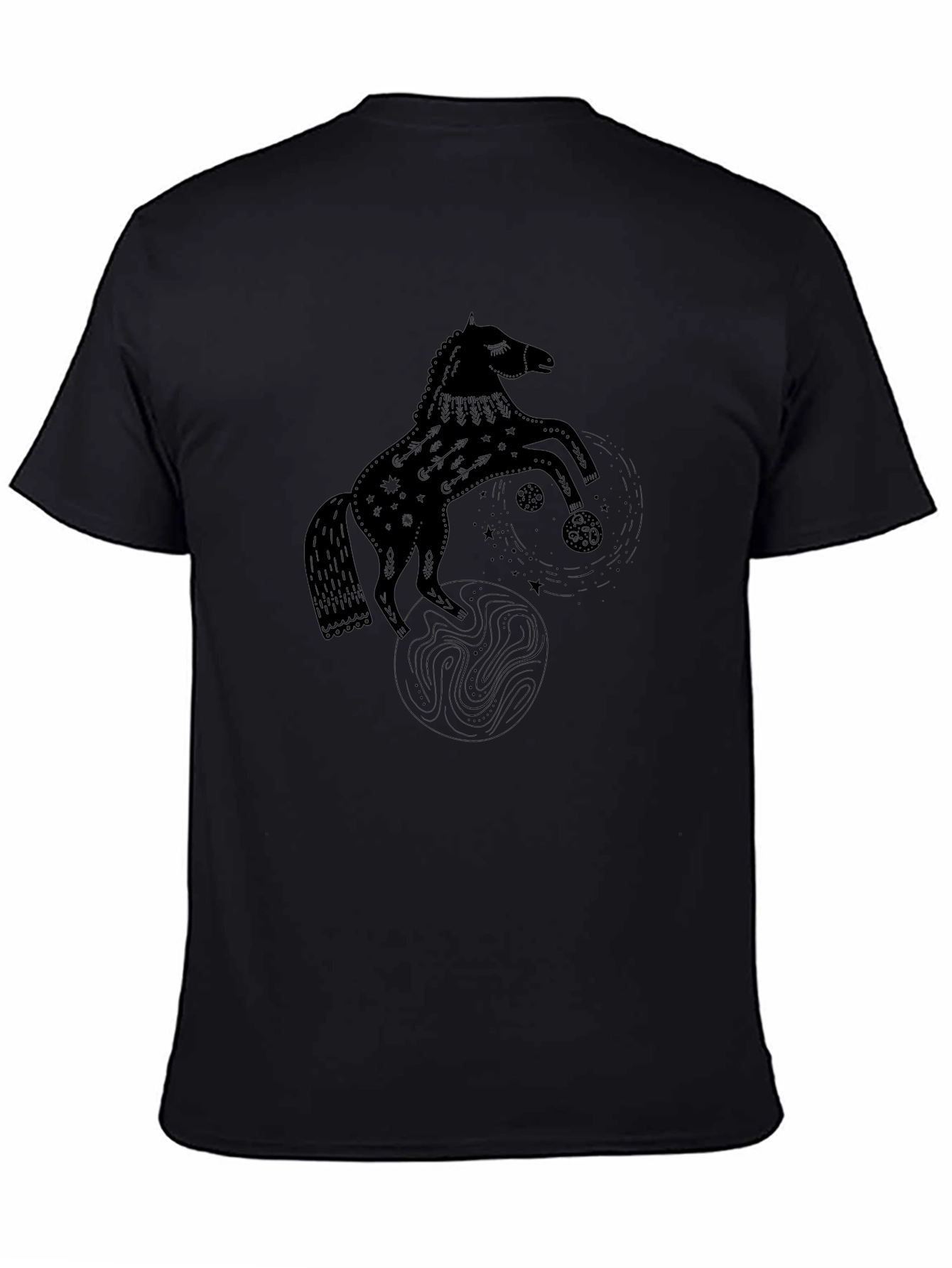 Black Horse Graphic Tee - Stylish Mens T-Shirt