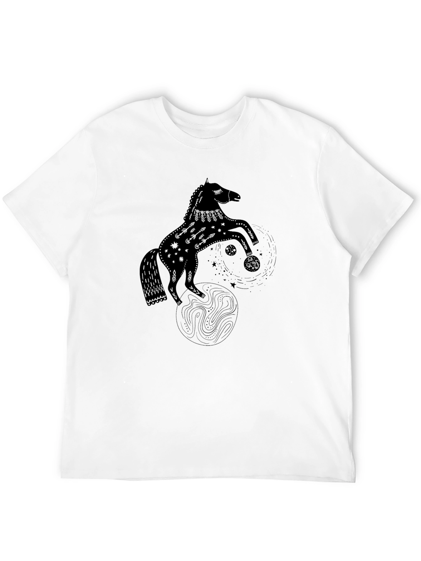Black Horse Graphic Tee - Stylish Mens T-Shirt