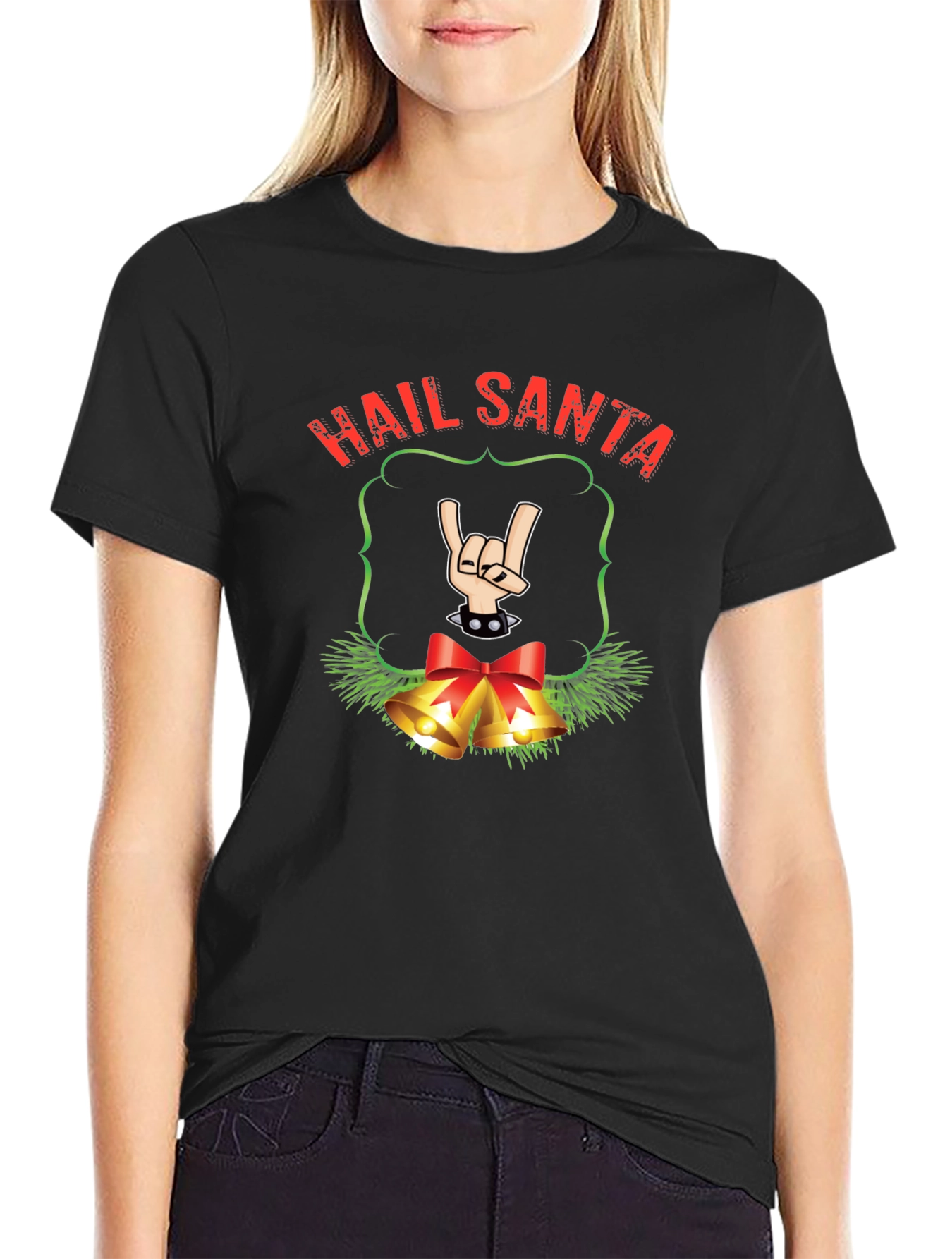 Hail Santa Rock n Roll Christmas T-Shirt
