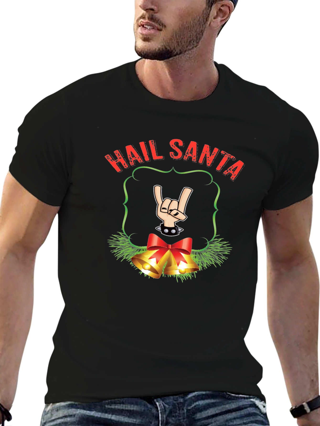 Hail Santa Rock n Roll Christmas T-Shirt