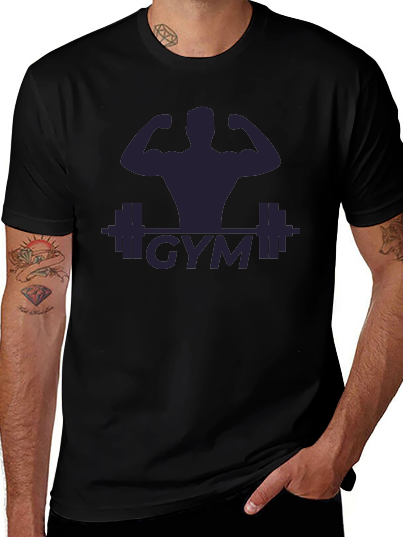 Mens Black Gym Graphic T-Shirt