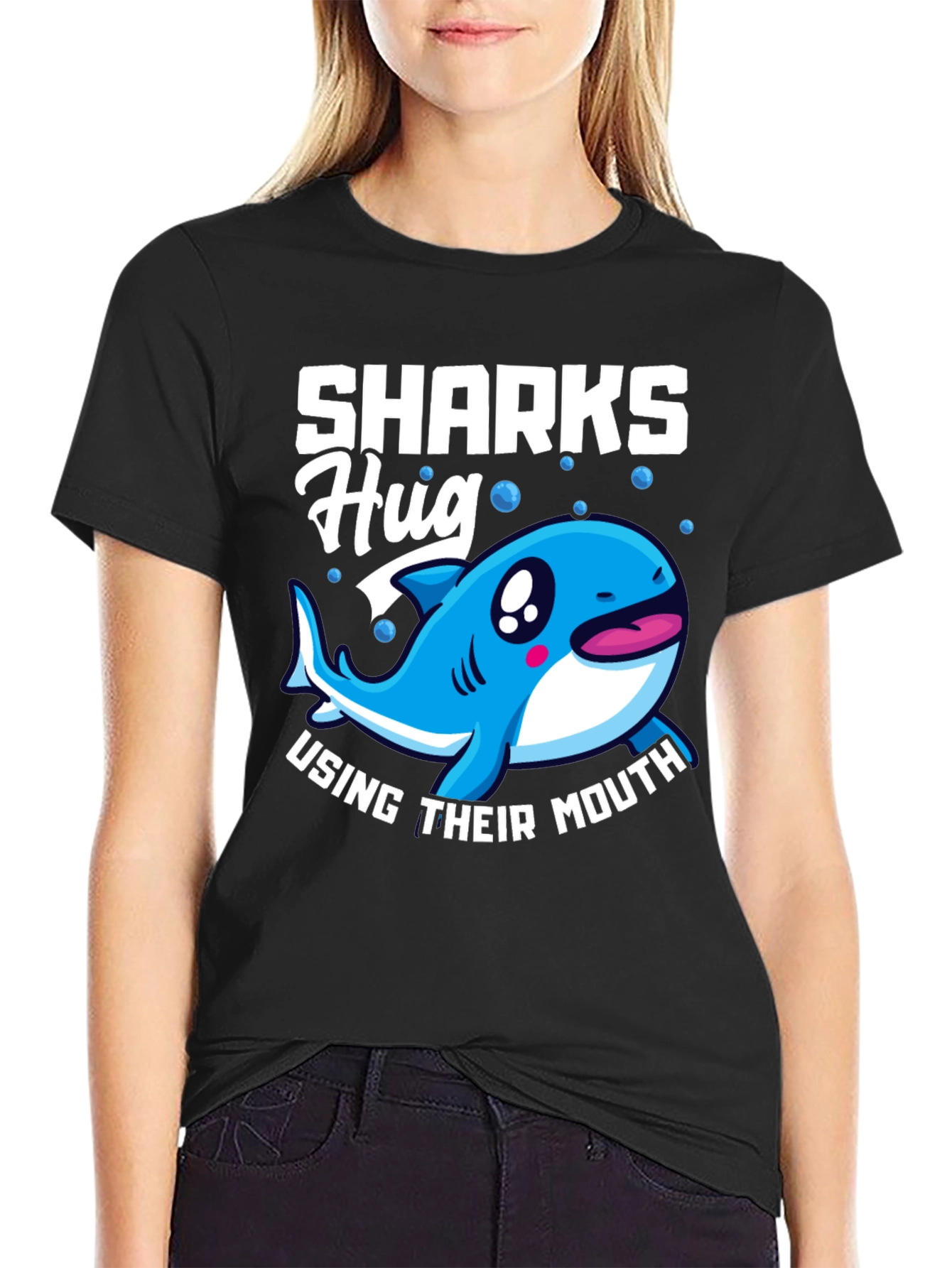 Sharks Hug with Their Mouth T-Shirt Funny Animal Tee