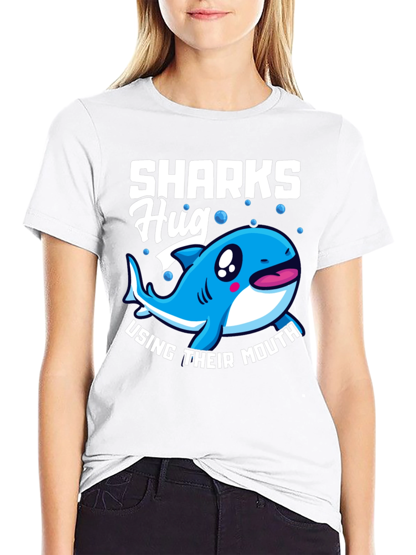 Sharks Hug with Their Mouth T-Shirt Funny Animal Tee