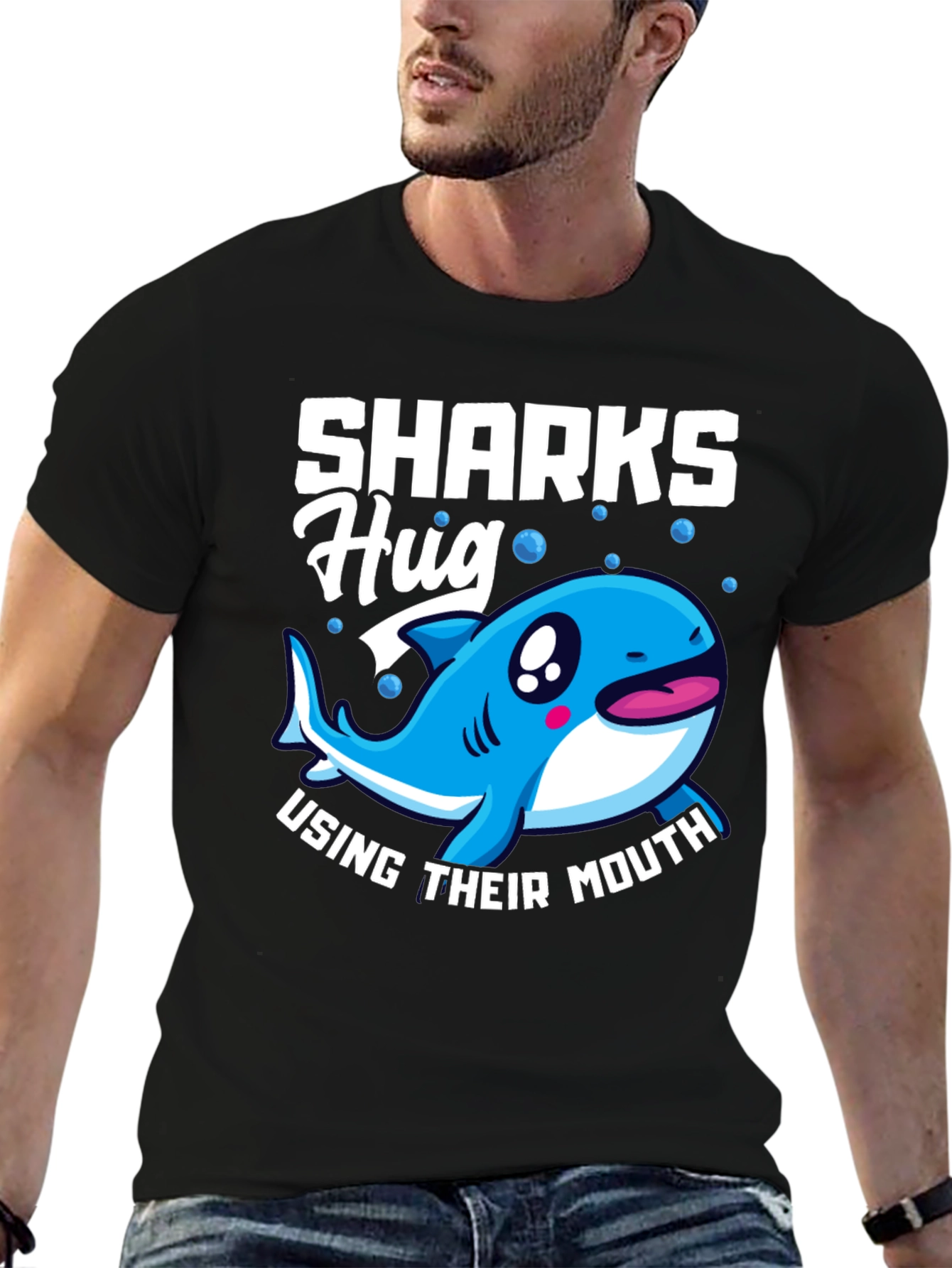 Sharks Hug with Their Mouth T-Shirt Funny Animal Tee
