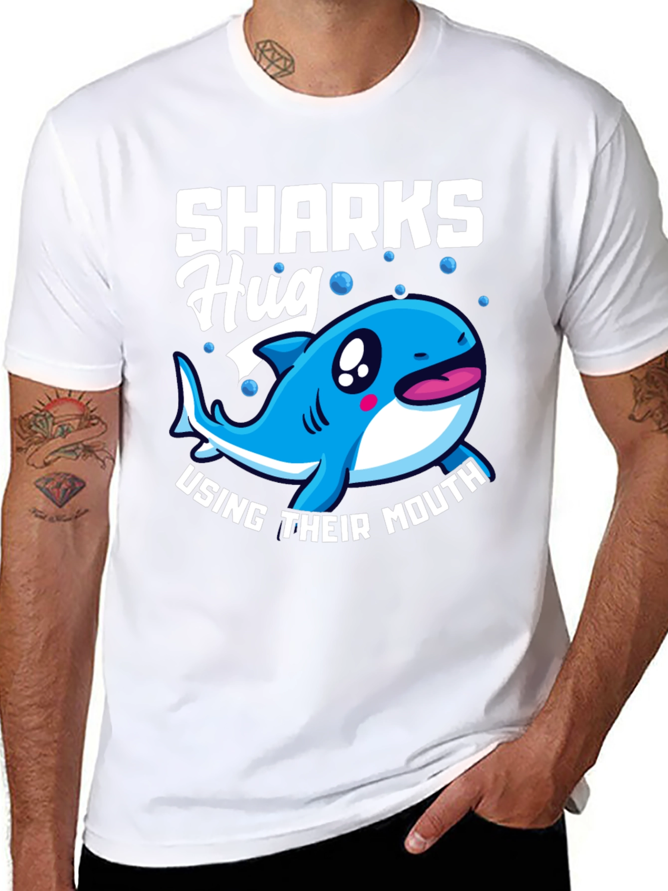 Sharks Hug with Their Mouth T-Shirt Funny Animal Tee