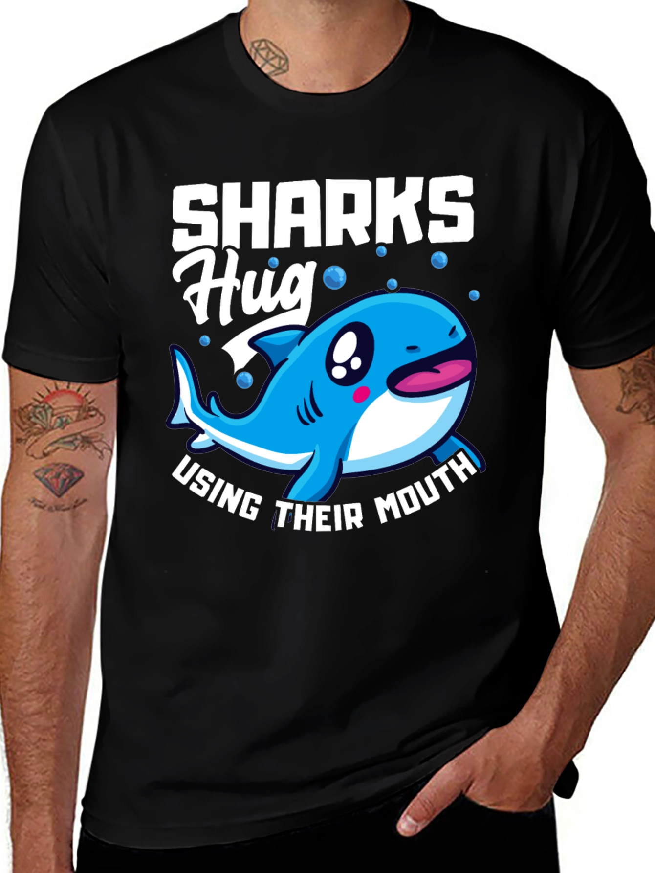 Sharks Hug with Their Mouth T-Shirt Funny Animal Tee