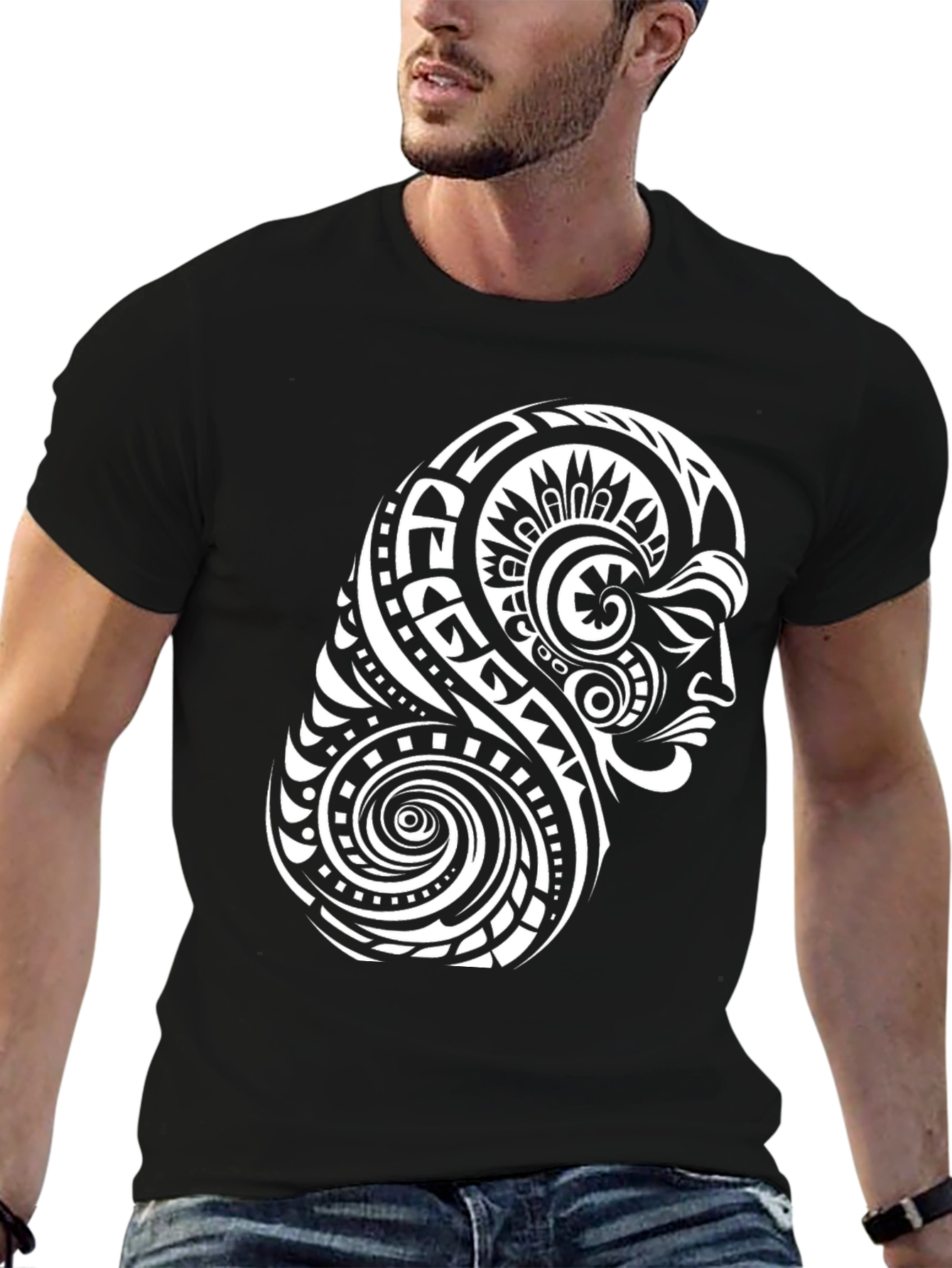 Tribal Tattoo Graphic Black T-Shirt