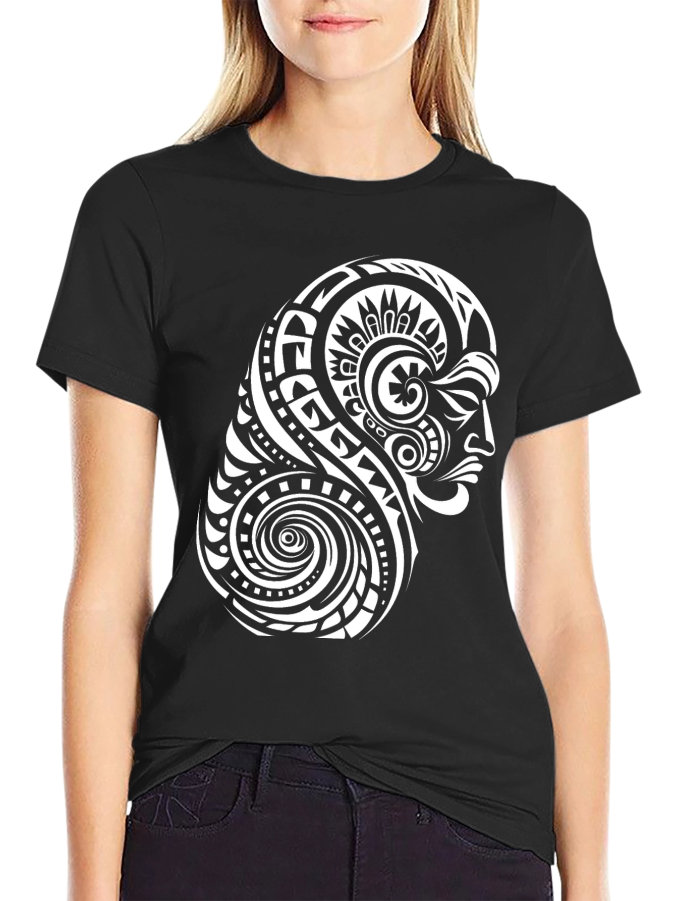 Tribal Tattoo Graphic Black T-Shirt