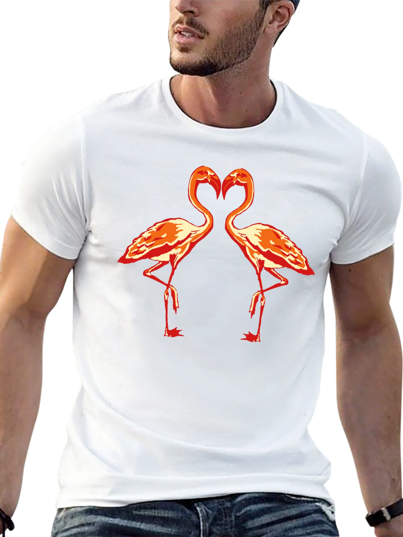 Flamingo Heart Graphic T-Shirt