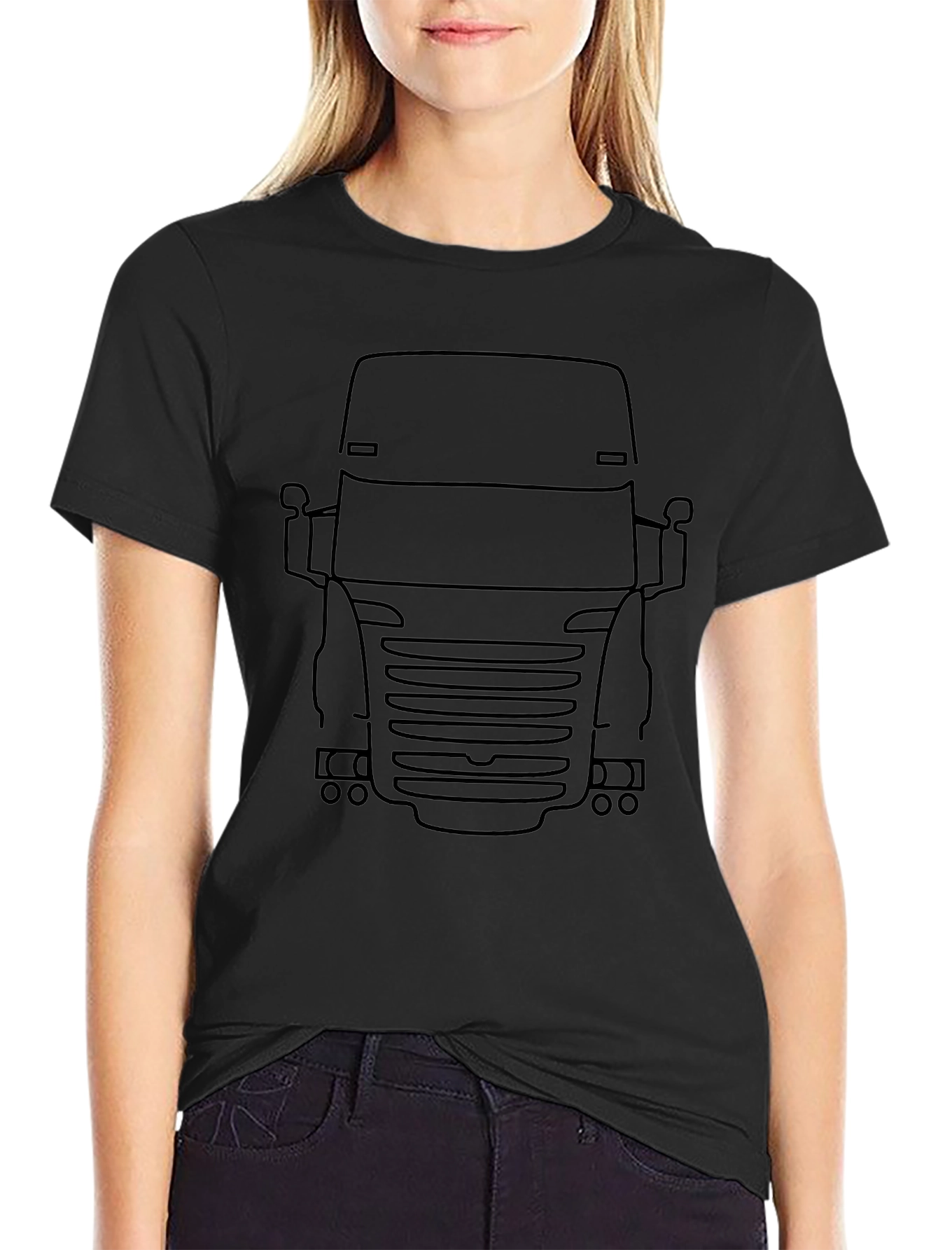 Truck Outline Graphic Black T-Shirt