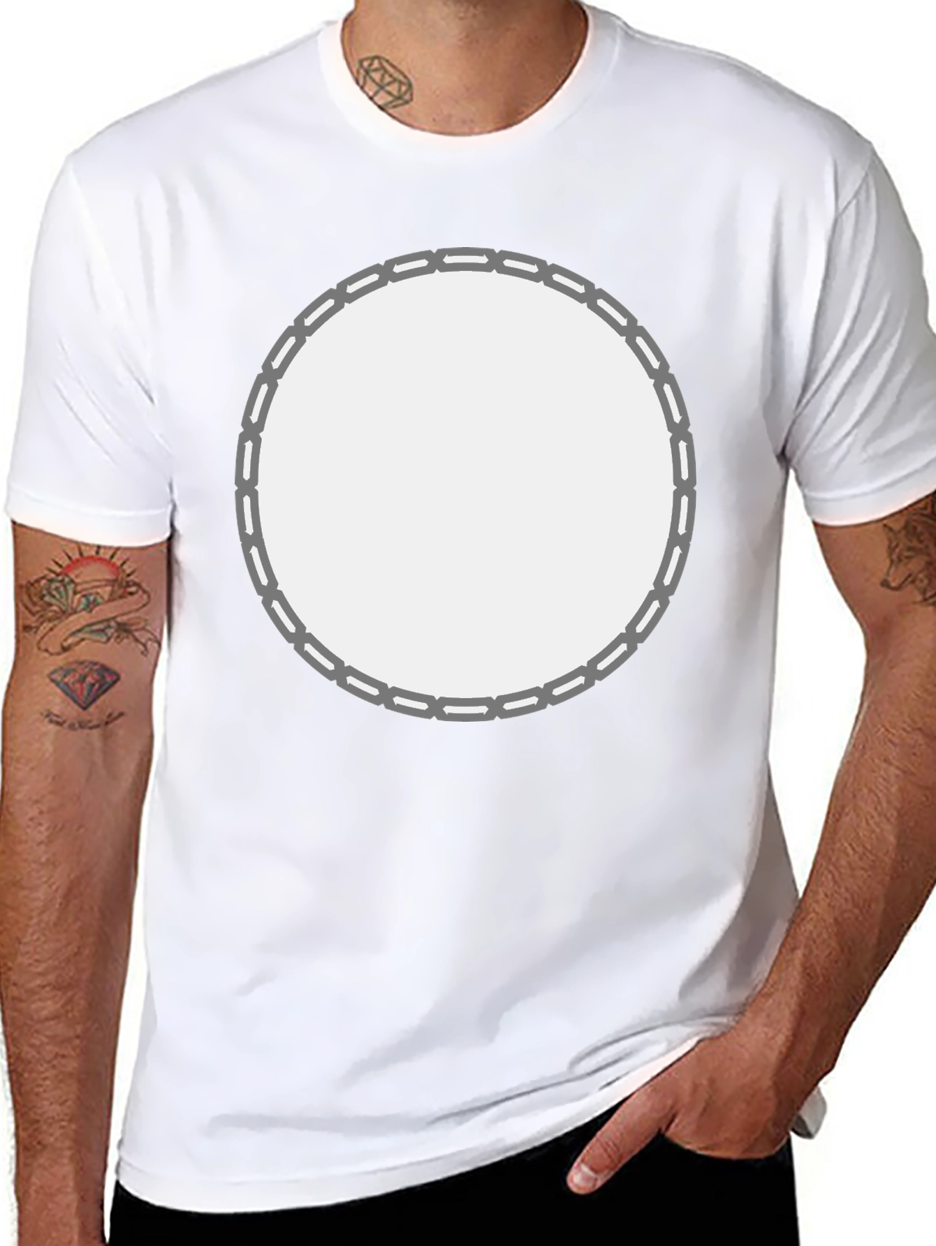 Black T-Shirt with Circular Design Space