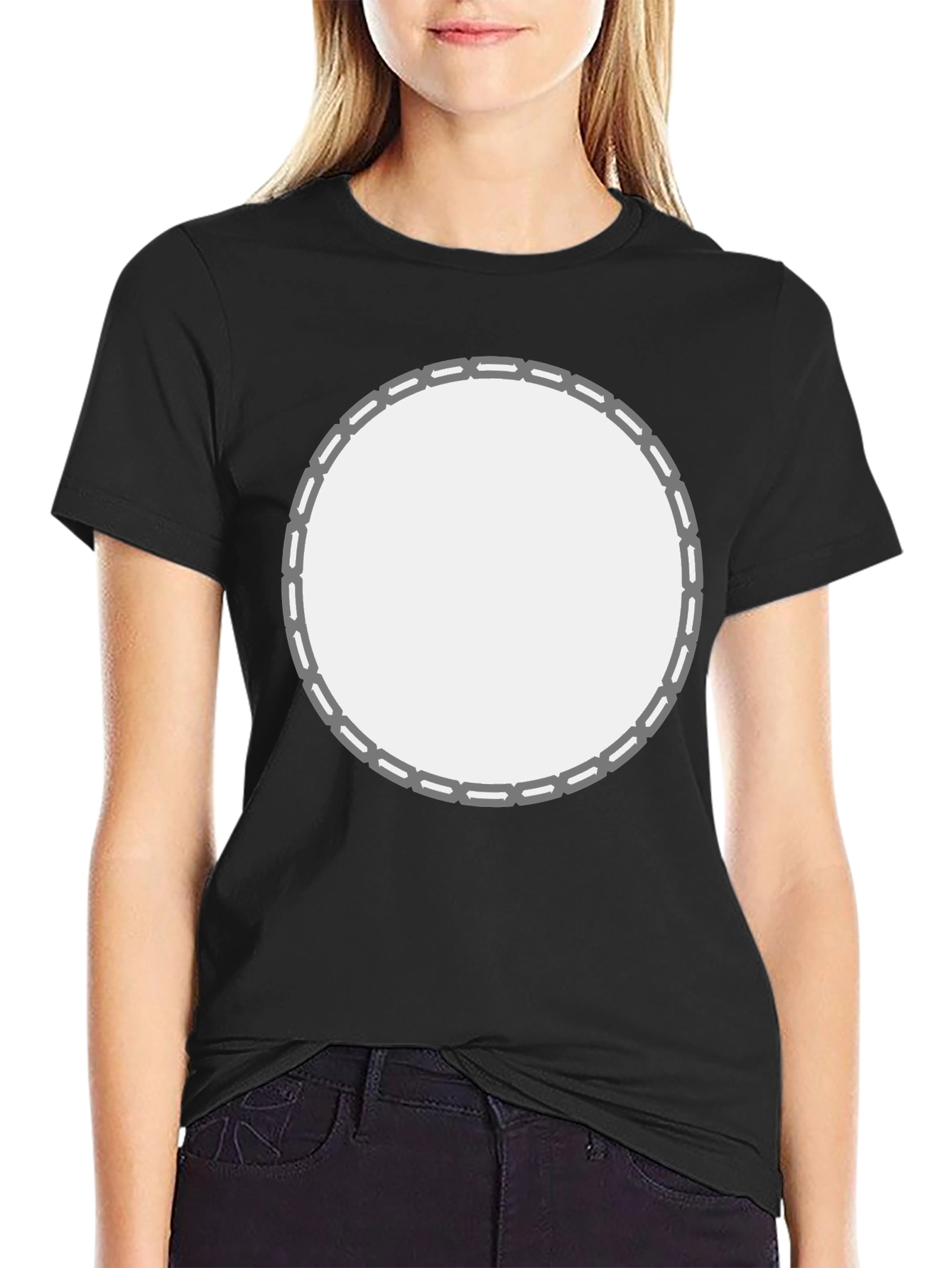 Black T-Shirt with Circular Design Space