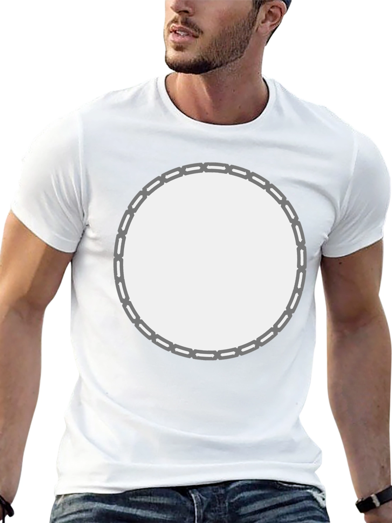 Black T-Shirt with Circular Design Space