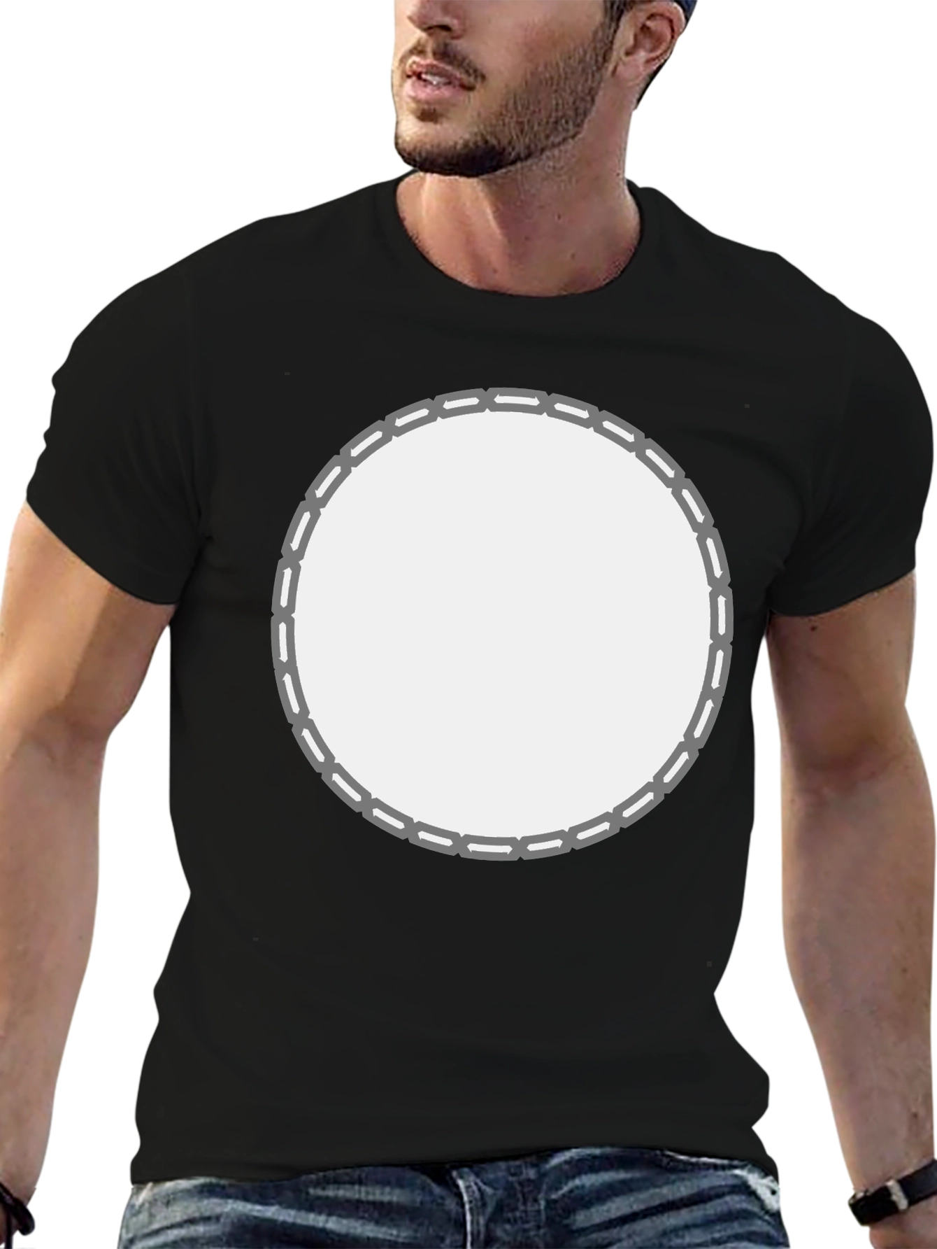 Black T-Shirt with Circular Design Space