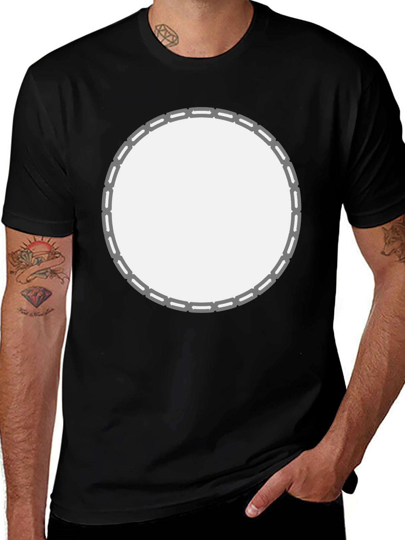 Black T-Shirt with Circular Design Space