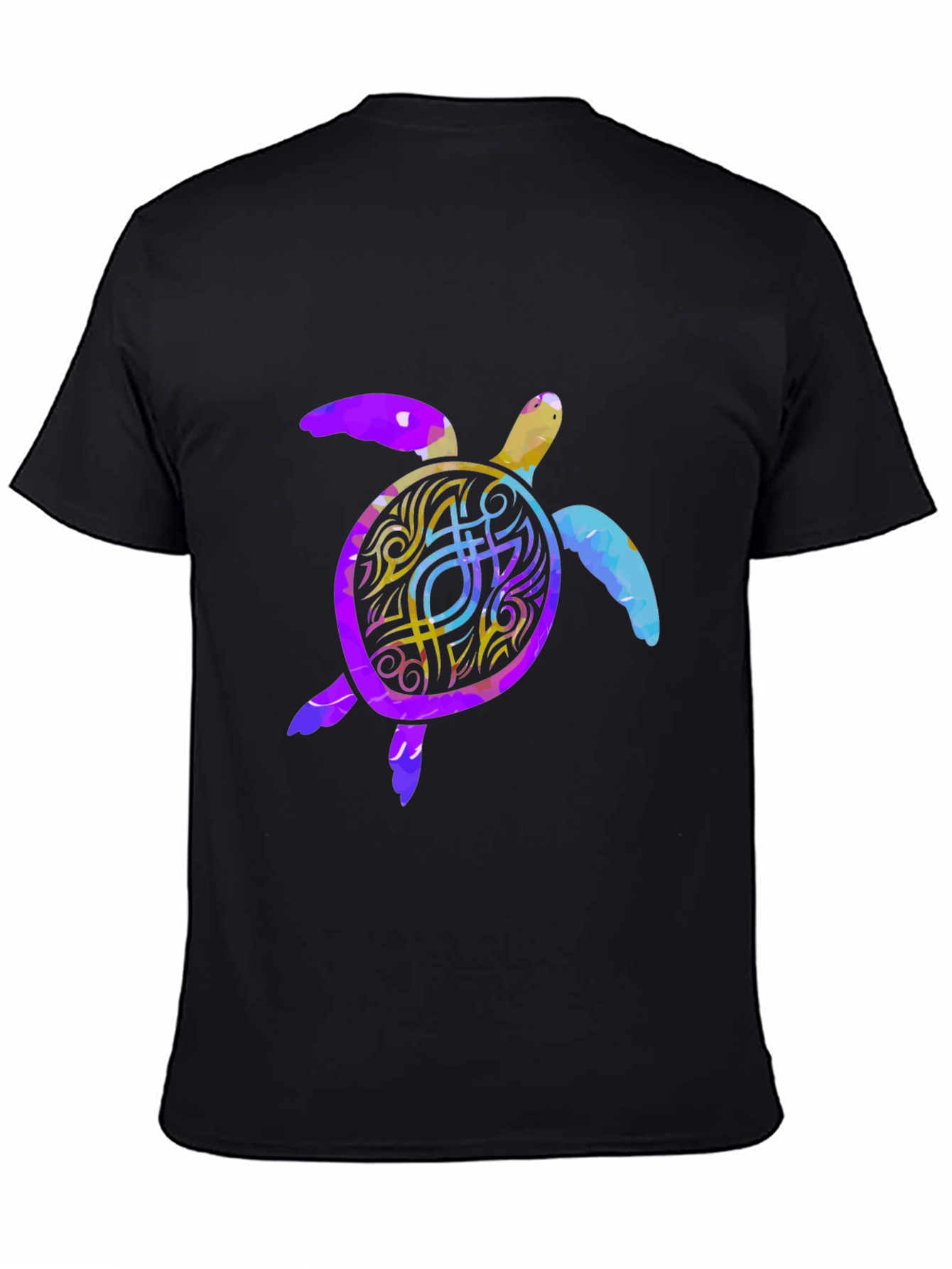 Turtle Graphic Print Mens Black T-Shirt
