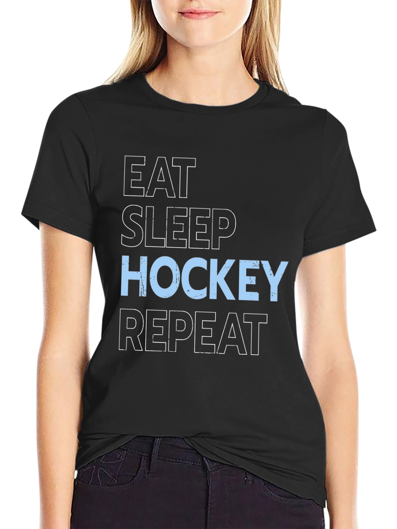 Eat Sleep Hockey Repeat Graphic T-Shirt