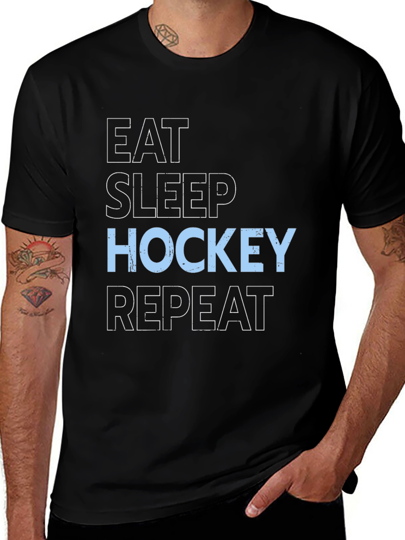 Eat Sleep Hockey Repeat Graphic T-Shirt