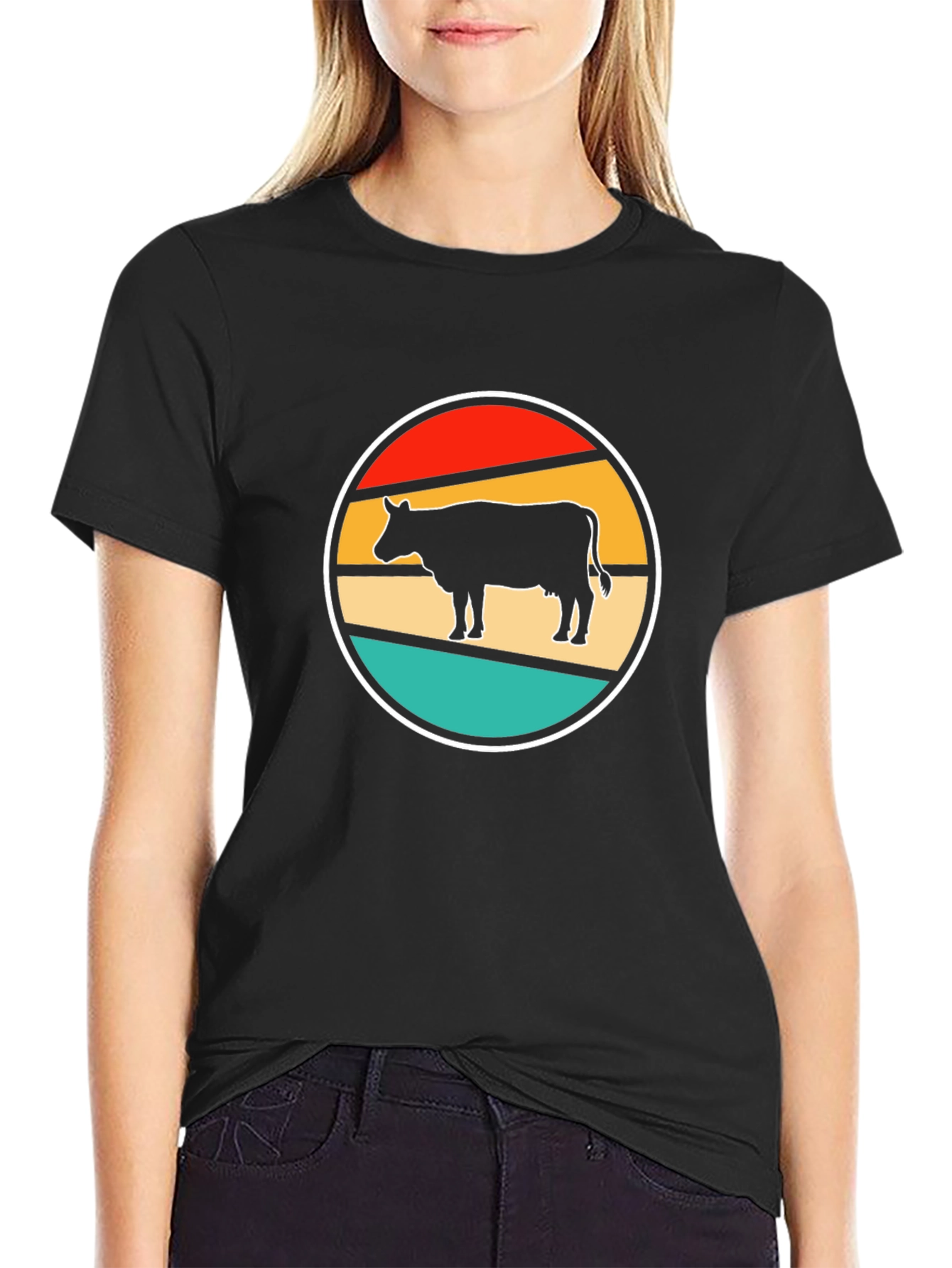 Retro Cow T-Shirt - Farm Animal Graphic Tee