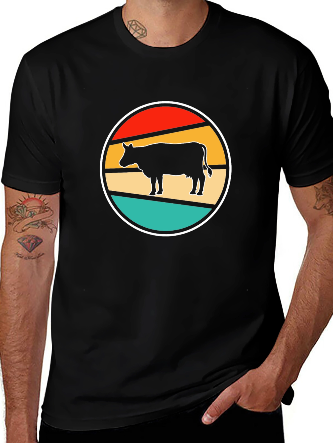 Retro Cow T-Shirt - Farm Animal Graphic Tee