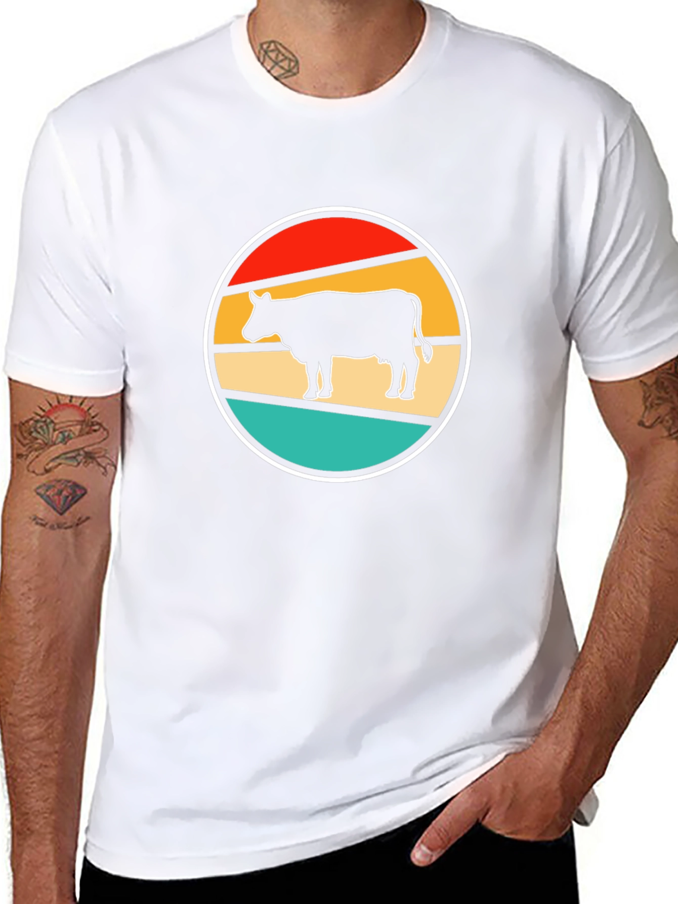 Retro Cow T-Shirt - Farm Animal Graphic Tee