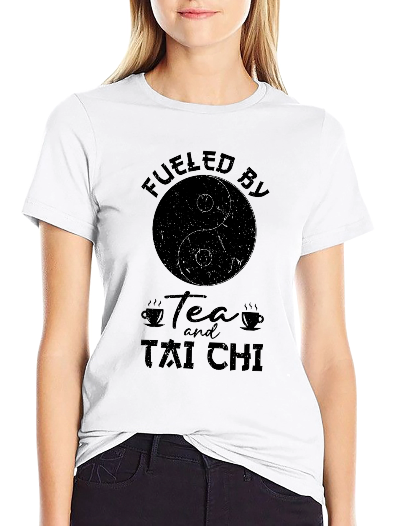 Fueled by Tea and Tai Chi Black T-Shirt