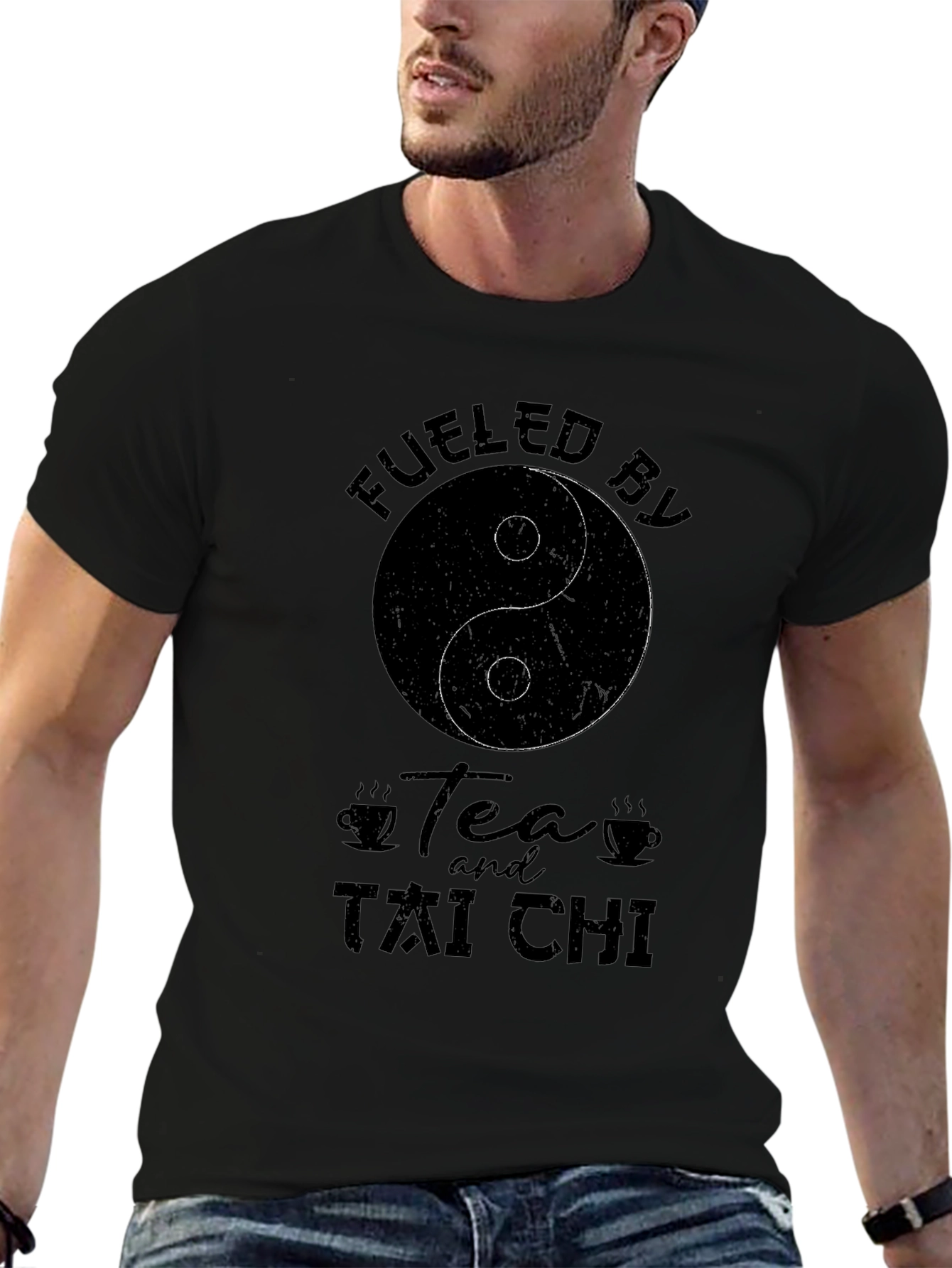 Fueled by Tea and Tai Chi Black T-Shirt