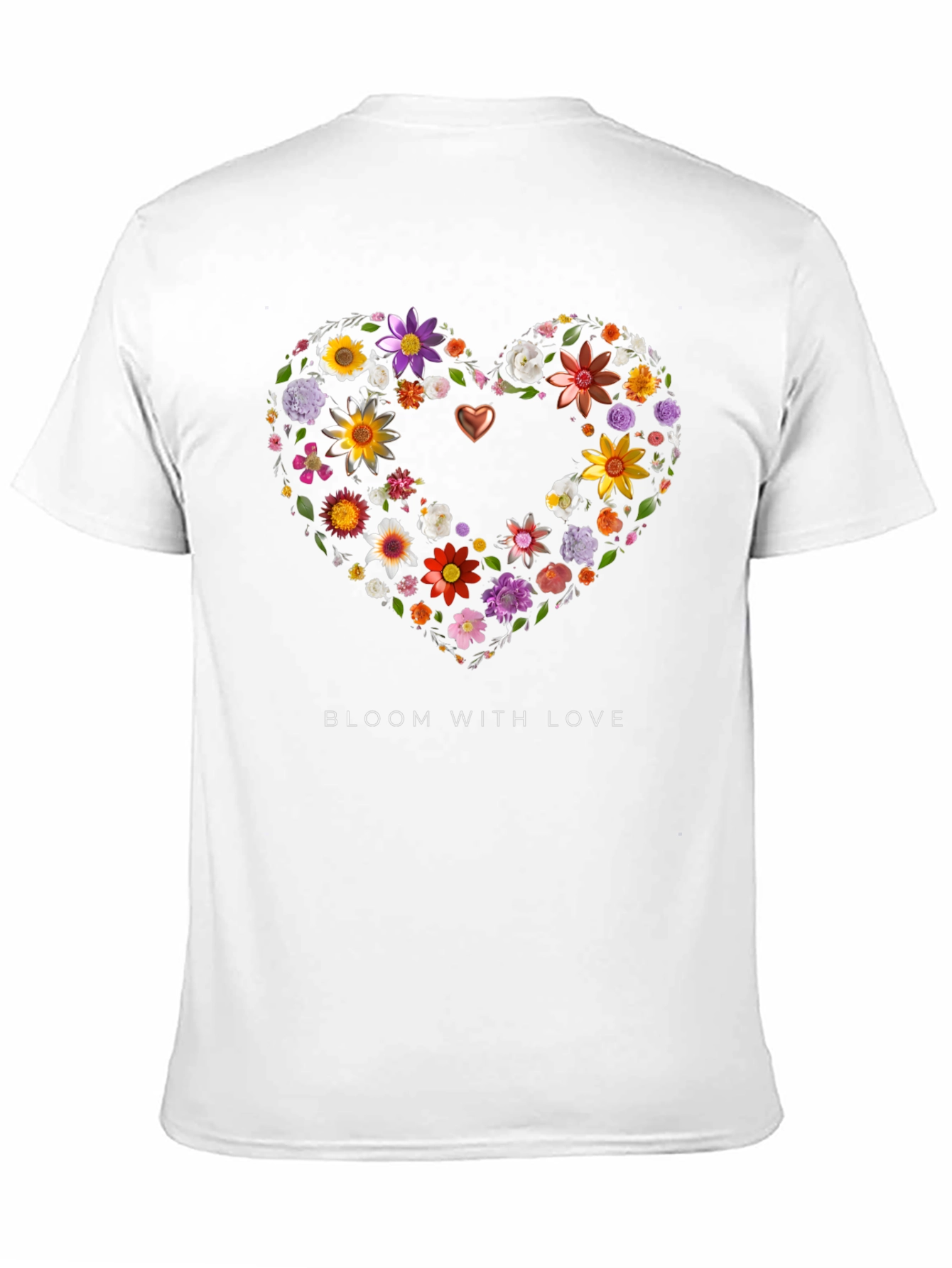 Floral Heart Graphic Black T-Shirt