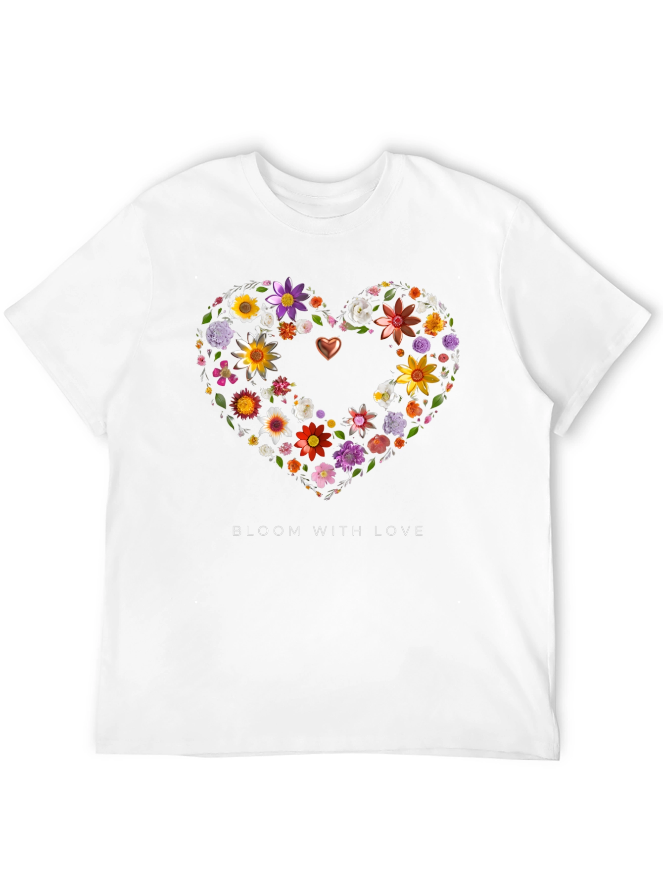 Floral Heart Graphic Black T-Shirt