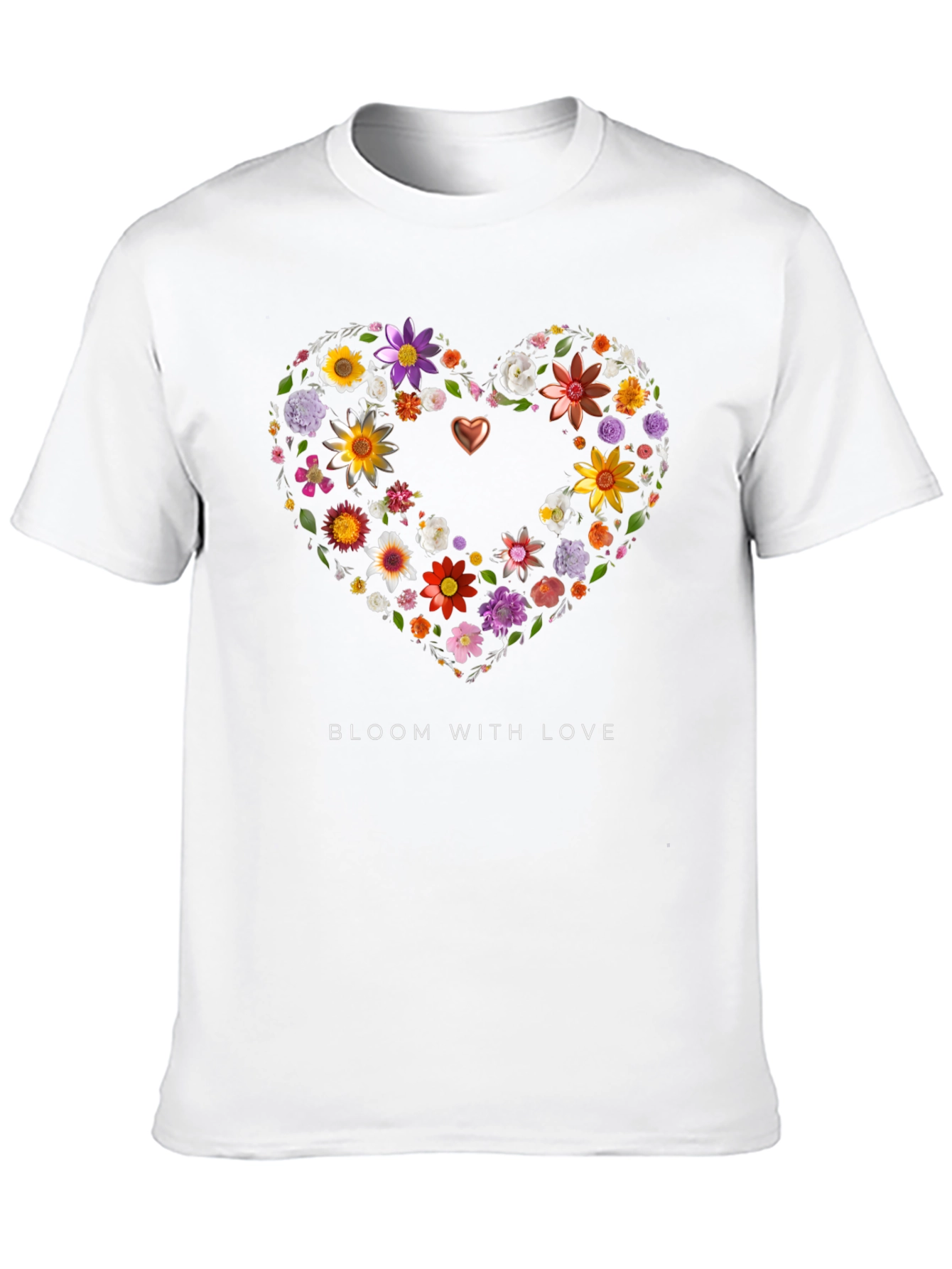 Floral Heart Graphic Black T-Shirt