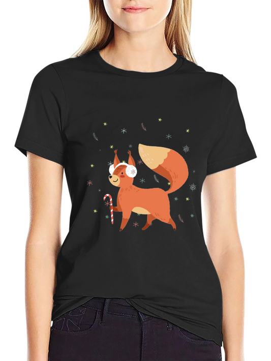 Festive Squirrel Graphic Tee - Holiday Cheer!