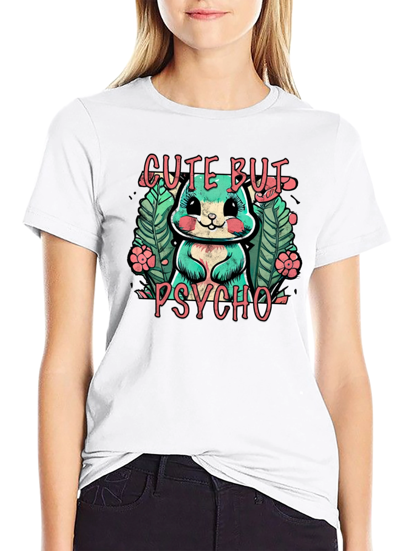 Cute But Psycho Bunny Graphic T-Shirt