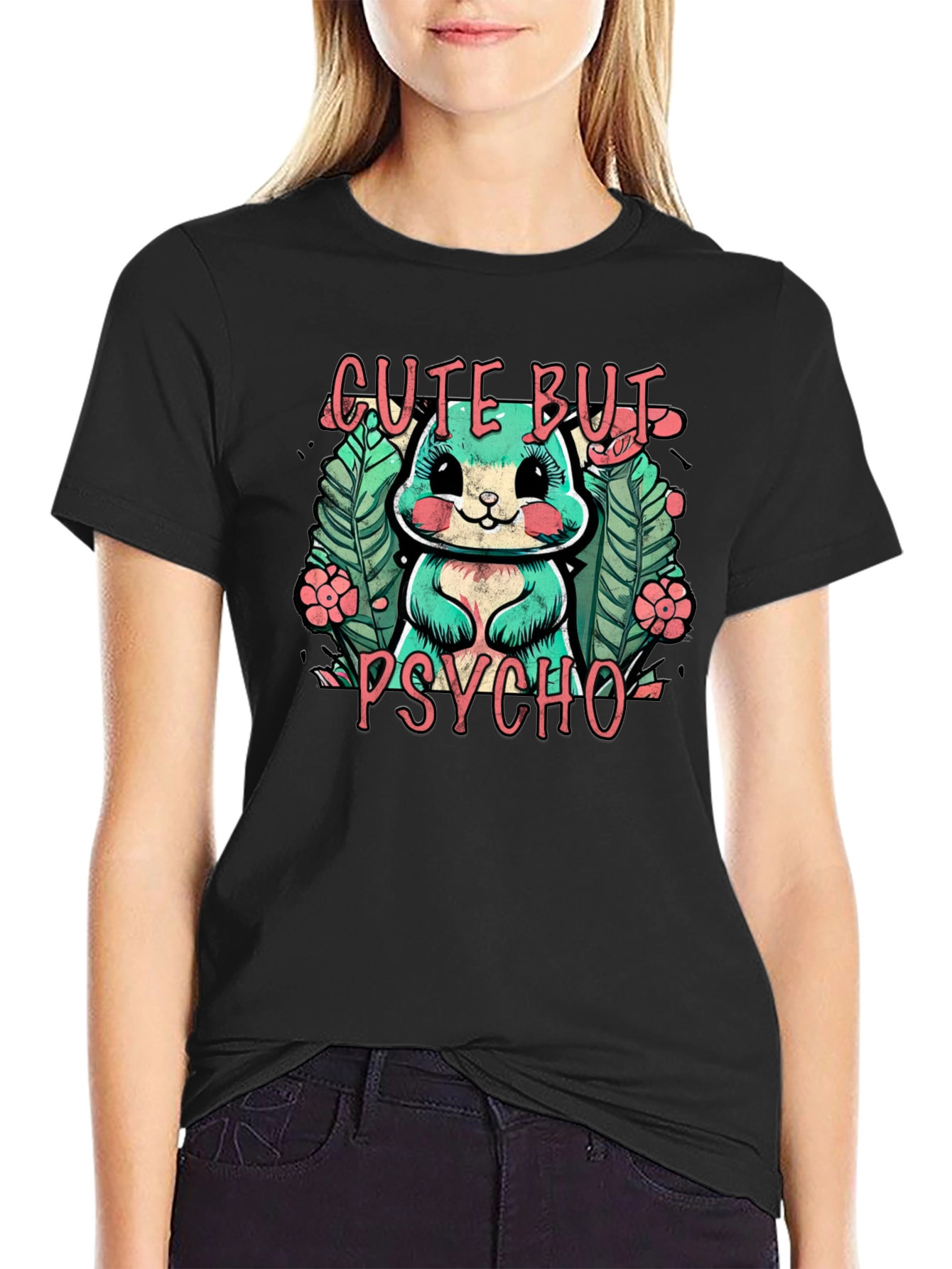 Cute But Psycho Bunny Graphic T-Shirt