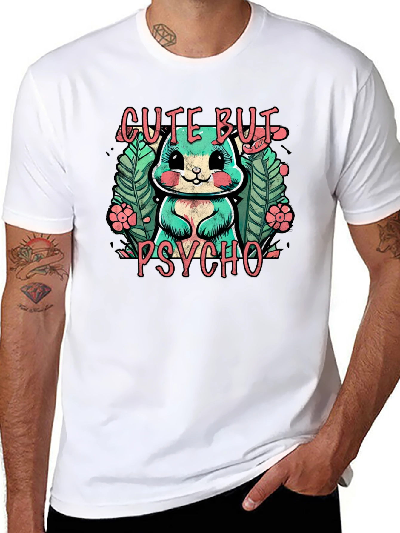 Cute But Psycho Bunny Graphic T-Shirt